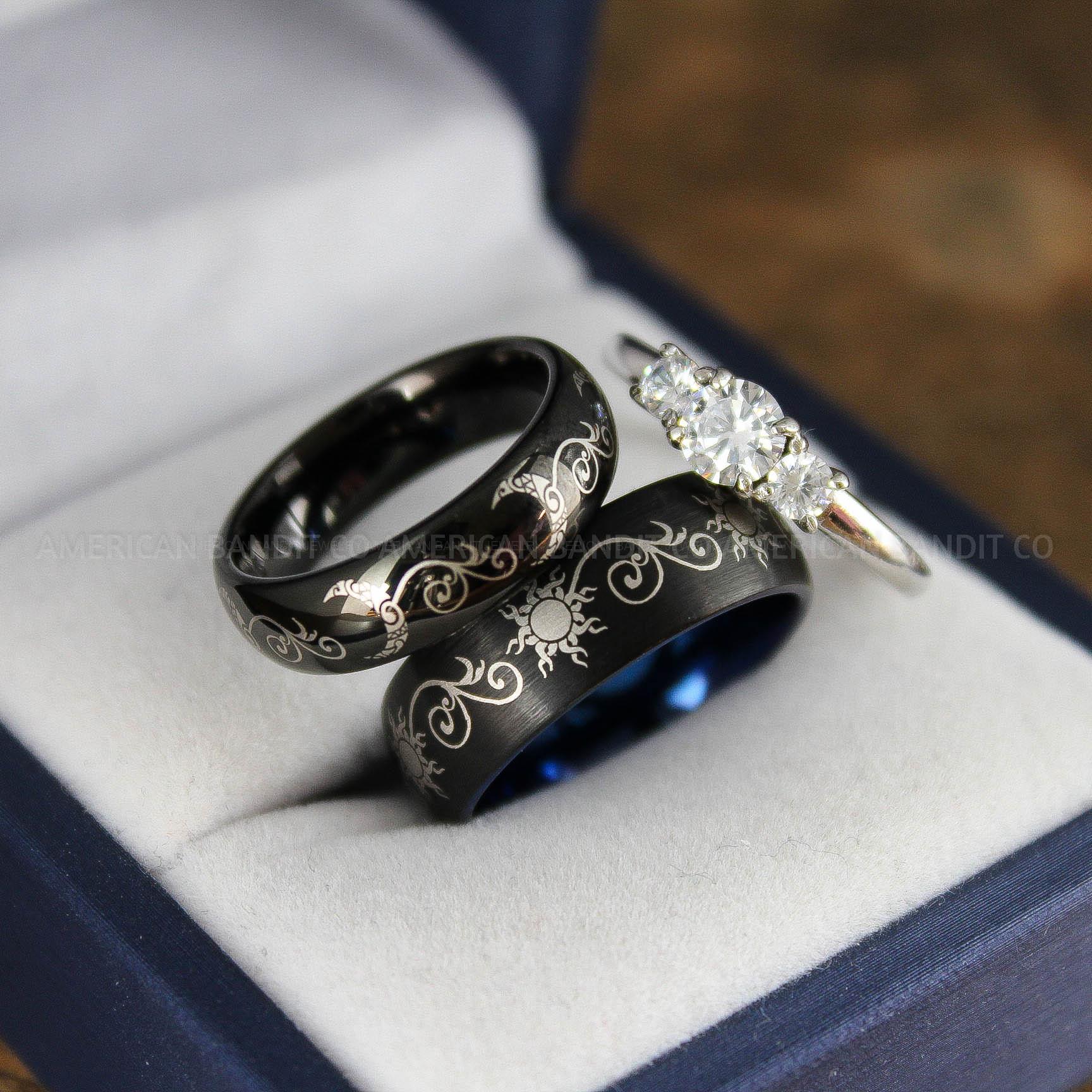 IMG_9097 Sun and Moon Rings, Sun and Moon Wedding Rings, Sun and Moon Wedding Bands, Sun and Moon Jewelry, Couple Rings, Matching Couple Rings - Image 1