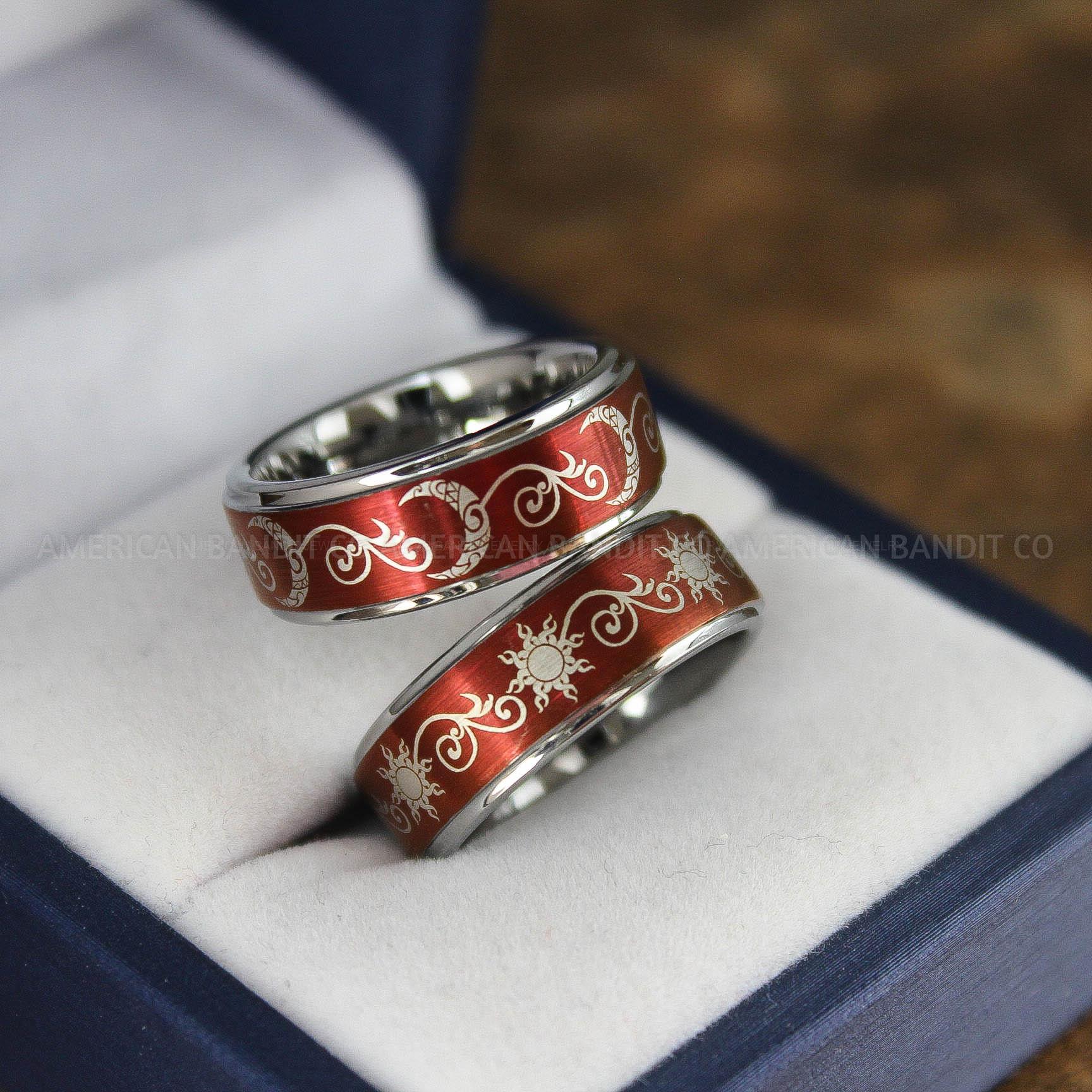 IMG_9100 Sun and Moon Rings, Sun and Moon Wedding Rings, Sun and Moon Wedding Bands, Sun and Moon Jewelry, Couple Rings, Matching Couple Rings - Image 1