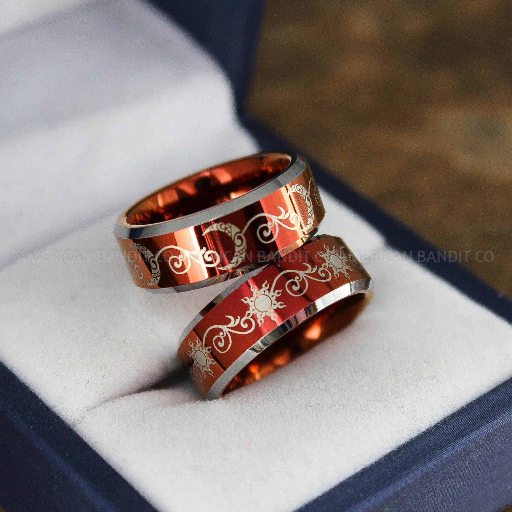 IMG_9102 Sun and Moon Rings, Sun and Moon Wedding Rings, Sun and Moon Wedding Bands, Sun and Moon Jewelry, Couple Rings, Matching Couple Rings - Image 1