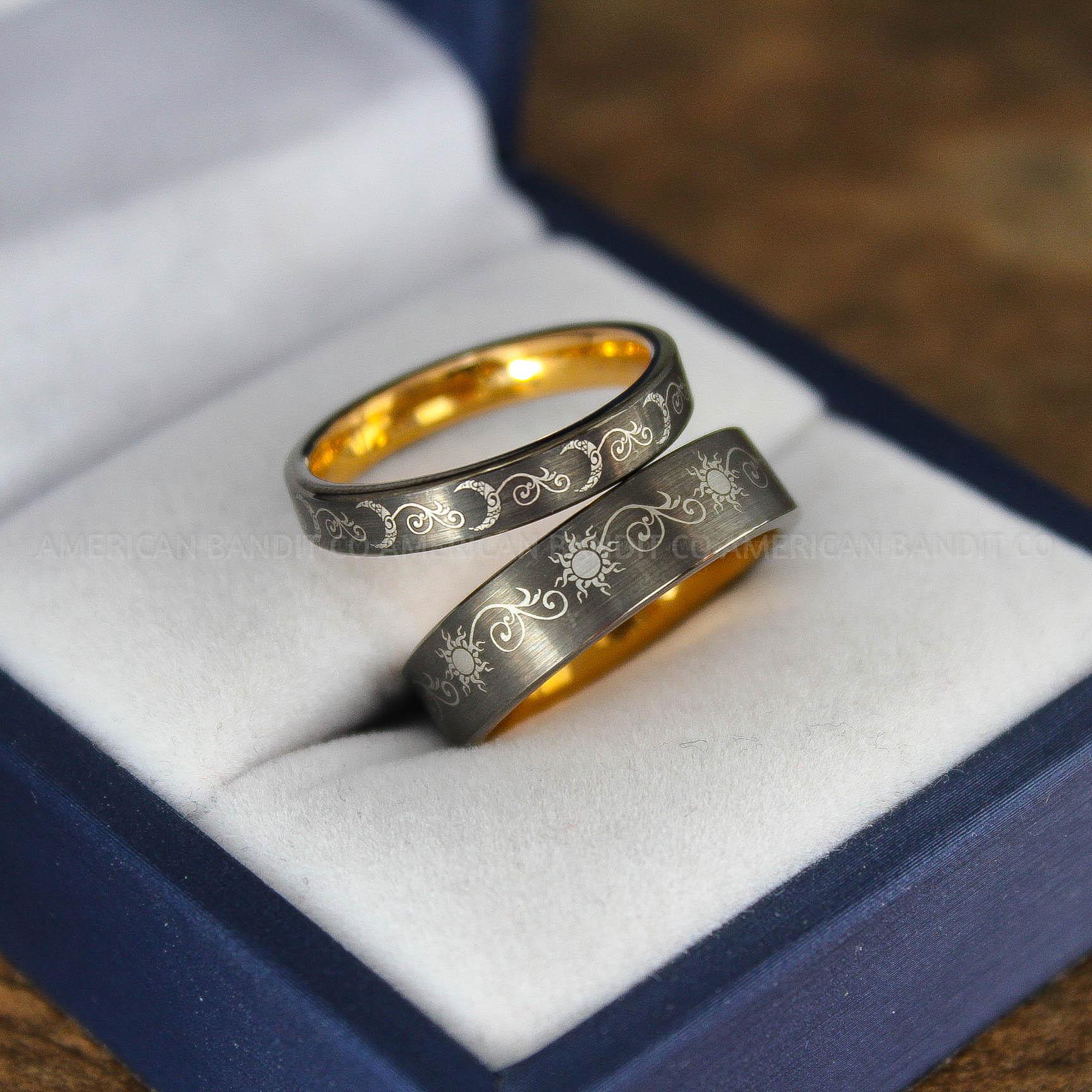 IMG_9104 Sun and Moon Rings, Sun and Moon Wedding Rings, Sun and Moon Wedding Bands, Sun and Moon Jewelry, Couple Rings, Matching Couple Rings - Image 1