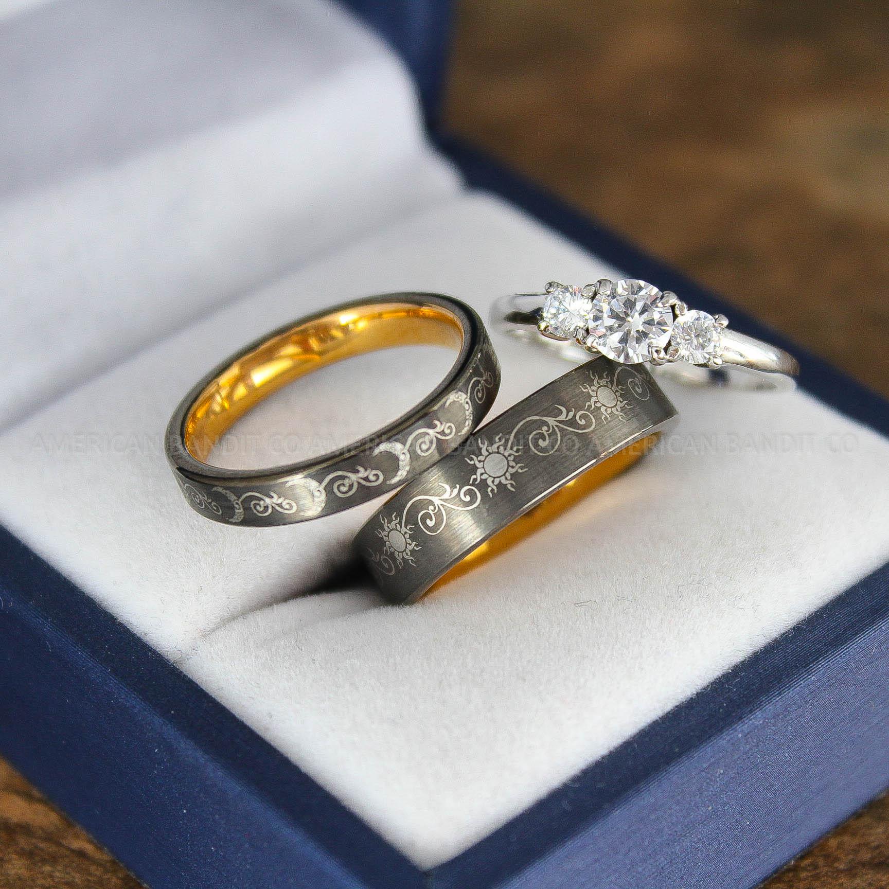 IMG_9107 Sun and Moon Rings, Sun and Moon Wedding Rings, Sun and Moon Wedding Bands, Sun and Moon Jewelry, Couple Rings, Matching Couple Rings - Image 1