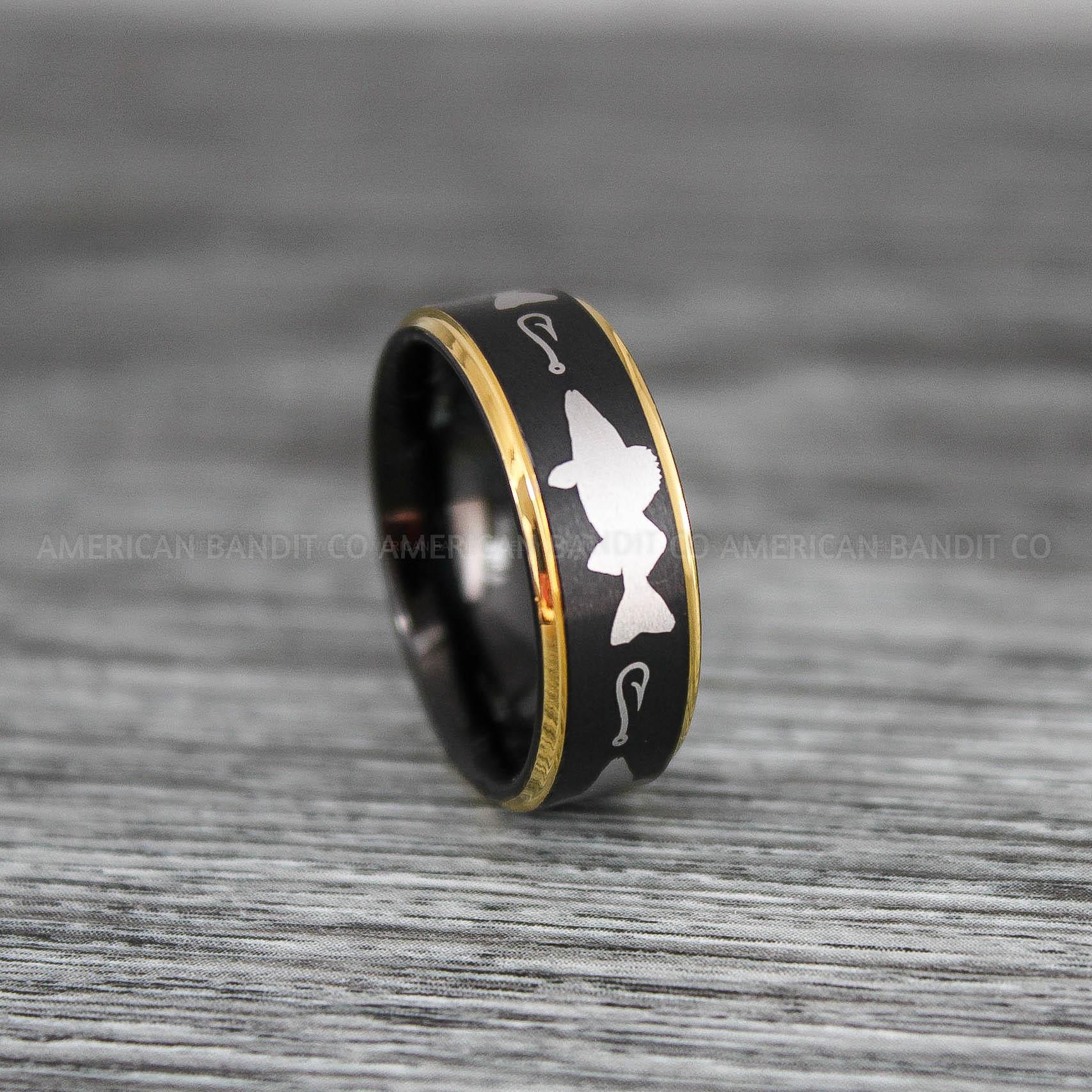 IMG_9180 Walleye Ring, Walleye Jewelry, Fishing Ring, Fisherman Ring, Walleye Wedding Ring, Hunting Ring, Fish Hooks Ring - Image 1