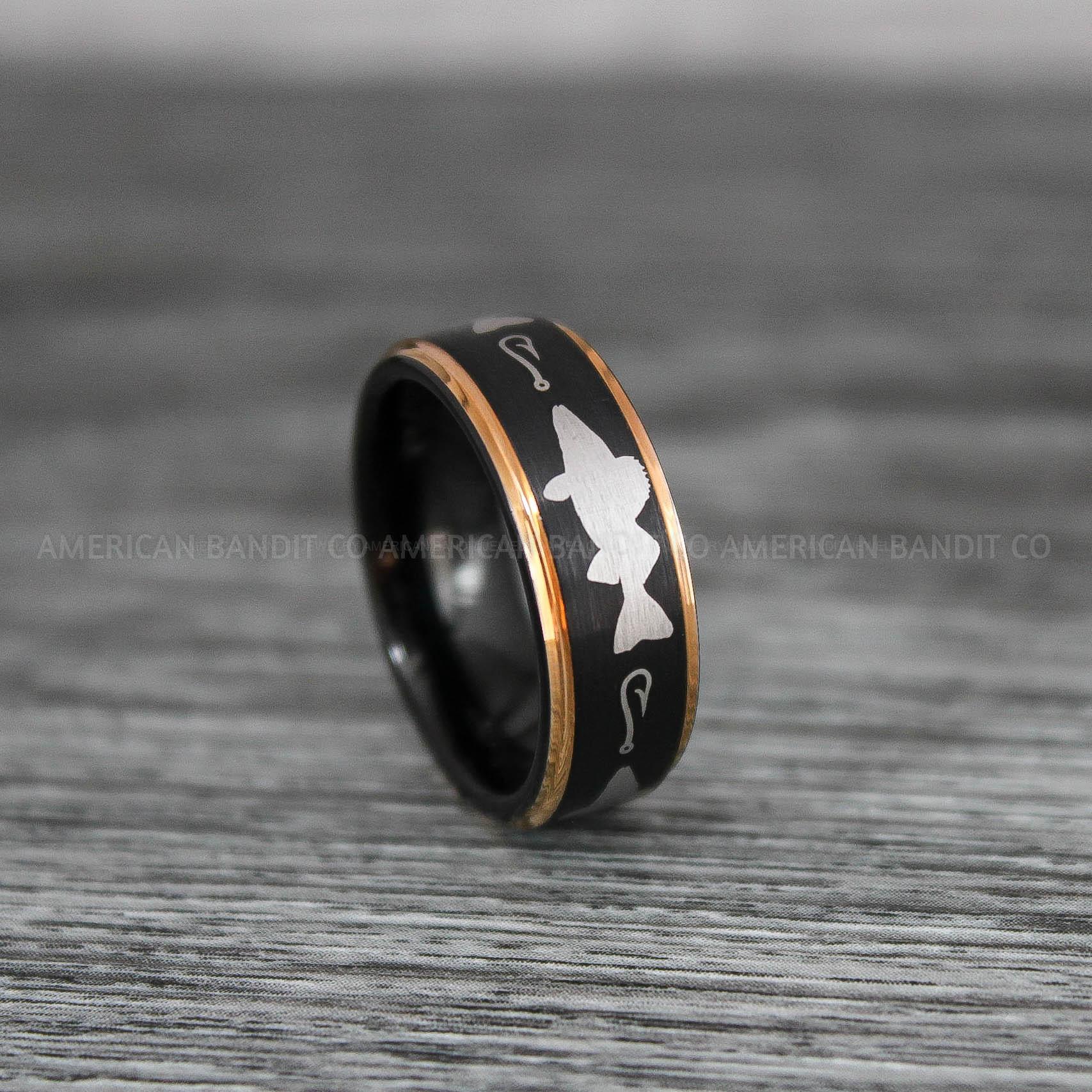 IMG_9185 Walleye Ring, Walleye Jewelry, Fishing Ring, Fisherman Ring, Walleye Wedding Ring, Hunting Ring, Fish Hooks Ring - Image 1