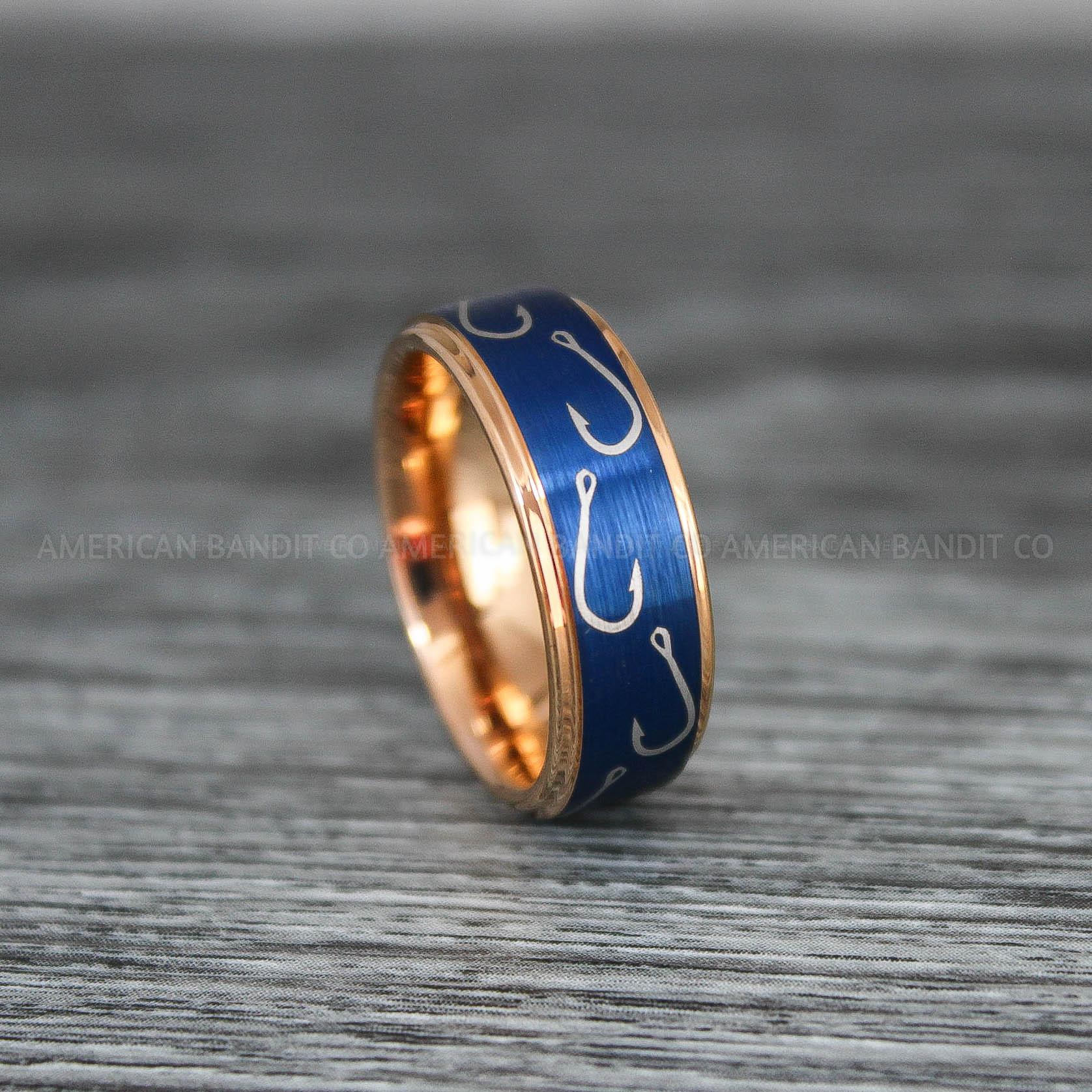 IMG_9193 Fishing Ring, Fishing Jewelry, Fishing Wedding Ring, Fisherman Ring, Catfish Wedding Ring, Hunting Ring, Fish Hooks Ring - Image 1
