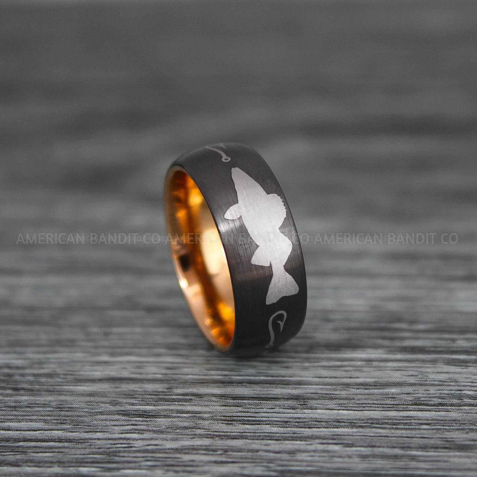 IMG_9202 Walleye Ring, Walleye Jewelry, Fishing Ring, Fisherman Ring, Walleye Wedding Ring, Hunting Ring, Fish Hooks Ring - Image 1