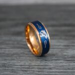 Bass Fish Ring, Bass Jewelry, Fishing Ring, 8mm Rose Gold Tungsten Ring, Bass Fish Ring, Hunting Ring, Fish Hooks Ring