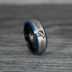 Bass Fish Ring, Bass Jewelry, Fishing Ring, Bass Fish Ring, Hunting Ring, Fish Hooks Ring, Fishing Wedding Band