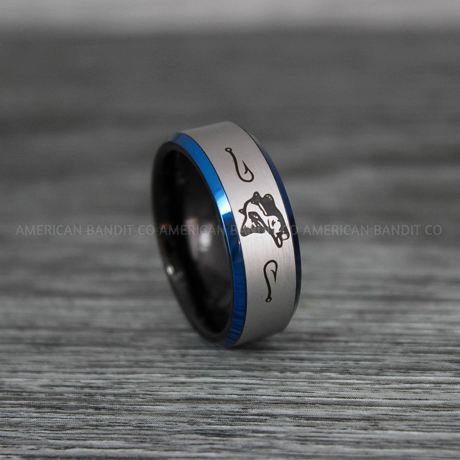 IMG_9209 Bass Fish Ring, Bass Jewelry, Fishing Ring, Bass Fish Ring, Hunting Ring, Fish Hooks Ring, Fishing Wedding Band - Image 1