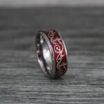 Nautical Ring, Anchor Ring, Red Anchor Rings, Red Wedding Rings, Red Nautical Rings, Black Wedding Bands, Red Anchor Tungsten Ring