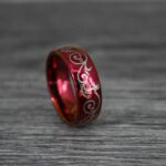 Nautical Ring, Anchor Ring, Red Anchor Rings, Red Wedding Rings, Red Nautical Rings, Black Wedding Bands, Red Anchor Tungsten Ring