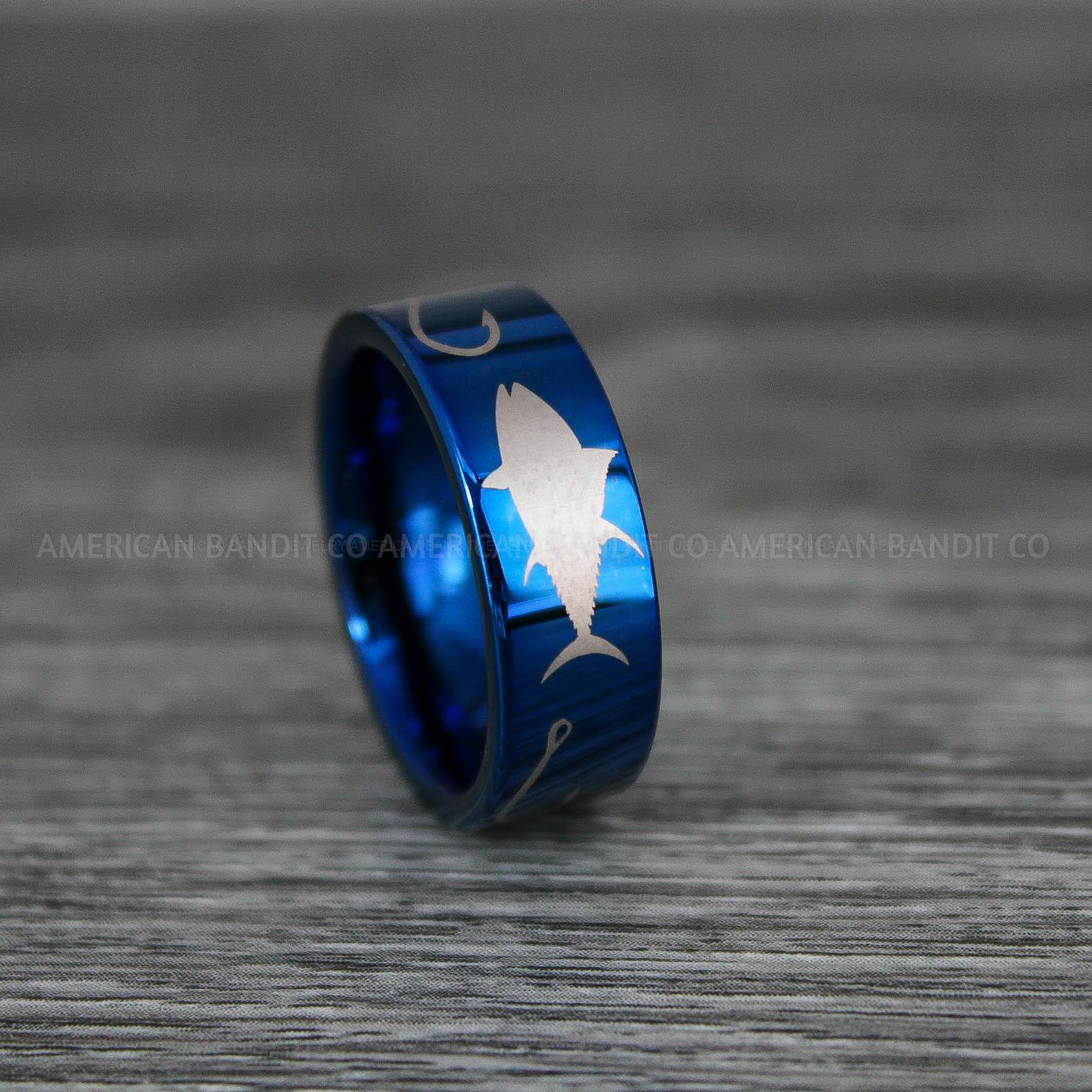 IMG_9214 Tuna Ring, Tuna Fish Ring, Tuna Jewelry, Fishing Ring, Hunting Ring, Fish Hooks Ring, Fishing Wedding Band - Image 1