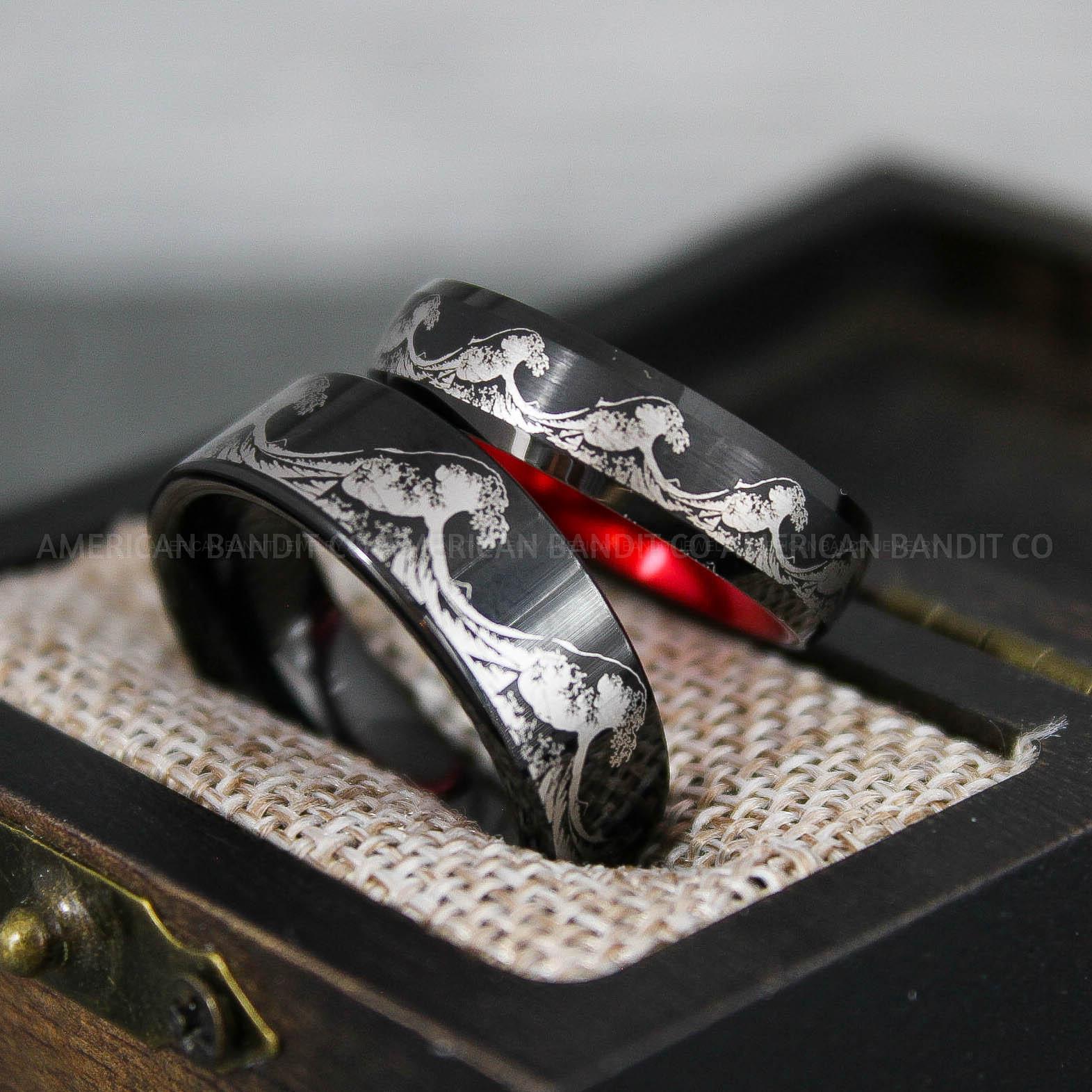 IMG_9220 Ocean Wave Rings, Wave Rings, Beach Jewelry, Beach Wedding Rings, Summer Wedding Rings - Image 1