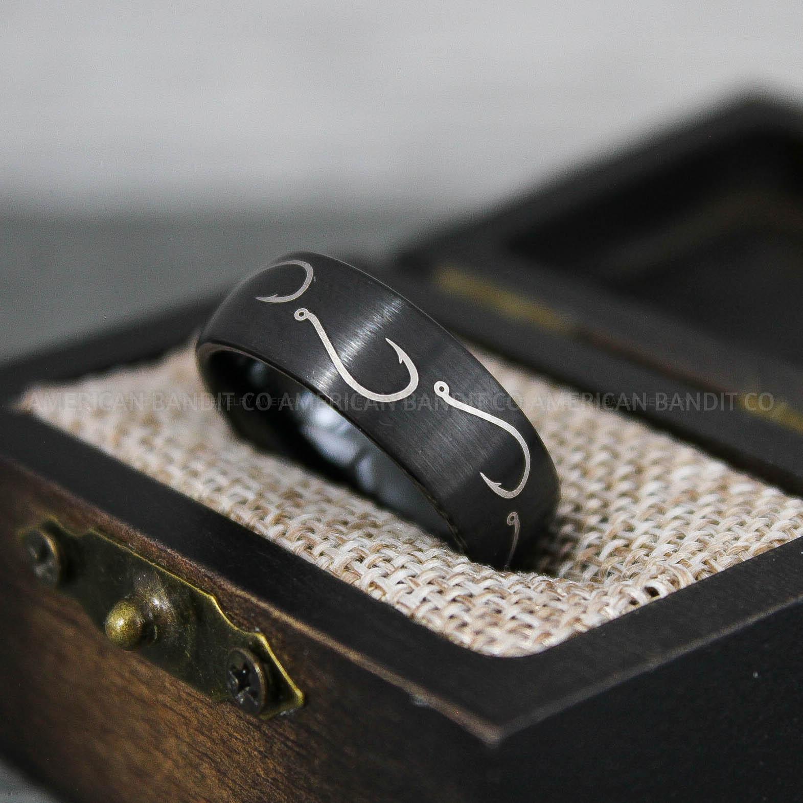 IMG_9221 Fishing Ring, Fisherman Ring, Fishing Jewelry, Fishing Wedding Band, Hunting Ring, Fish Hooks Ring, Fishing Wedding Ring - Image 1