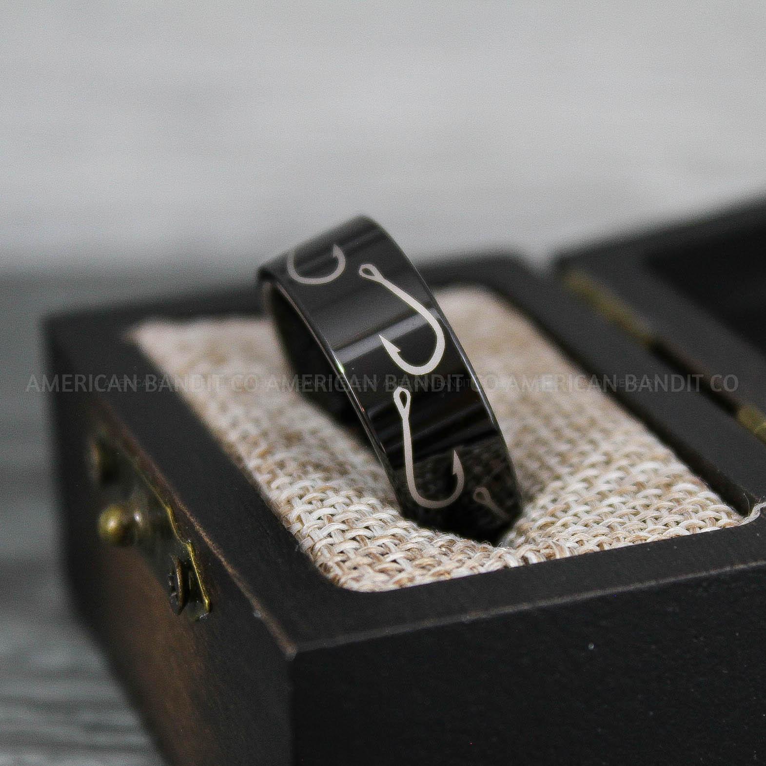 IMG_9224 Fishing Ring, Fisherman Ring, Fishing Jewelry, Fishing Wedding Band, Hunting Ring, Fish Hooks Ring, Fishing Wedding Ring - Image 1