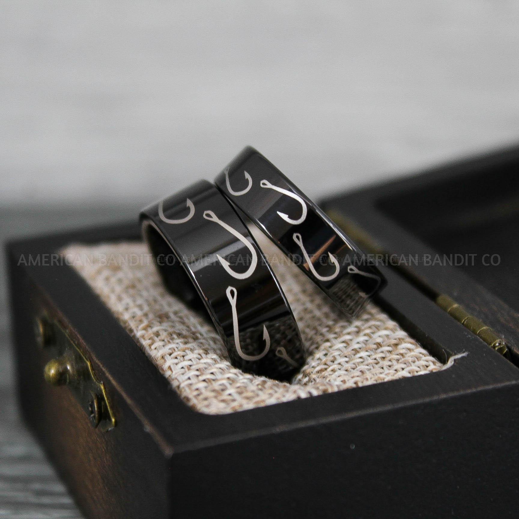 IMG_9225 Fishing Ring, Fisherman Ring, Fishing Jewelry, Fishing Wedding Band, Hunting Ring, Fish Hooks Ring, Fishing Wedding Ring - Image 1