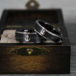 Nautical Ring, Anchor Ring, Black Anchor Rings, Black Wedding Rings, Black Nautical Rings, Black Wedding Bands, Black Anchor Tungsten Rings