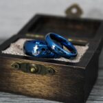 Nautical Ring, Anchor Ring, Blue Anchor Rings, Blue Wedding Rings, Blue Nautical Rings, Blue Wedding Bands, Blue Anchor Tungsten Rings - Image 4