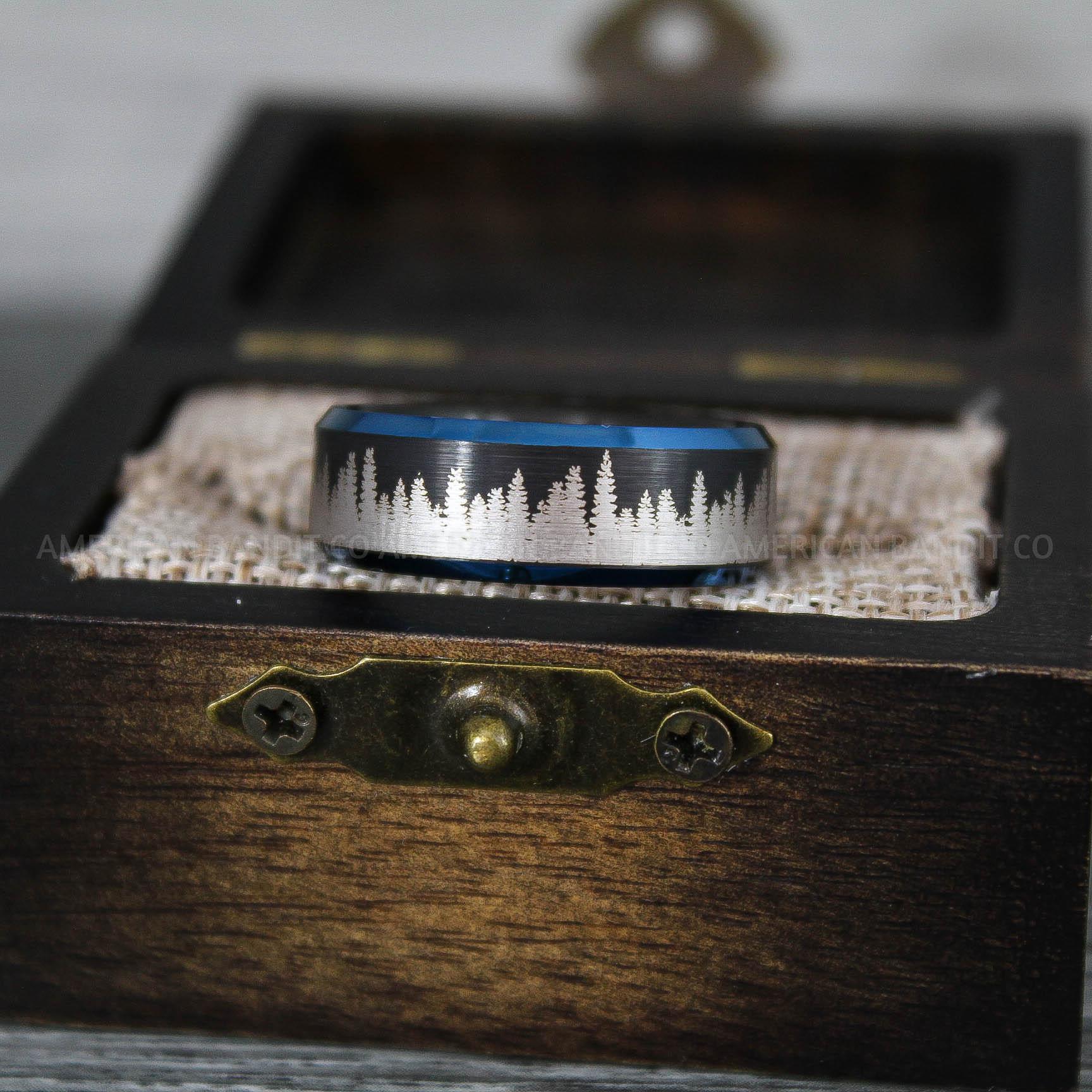 IMG_9255 Forest Scene Ring, Forest Ring, Fir Tree Ring, Forest Jewelry, Mountain Range Ring, Mountains Scene Ring - Image 1