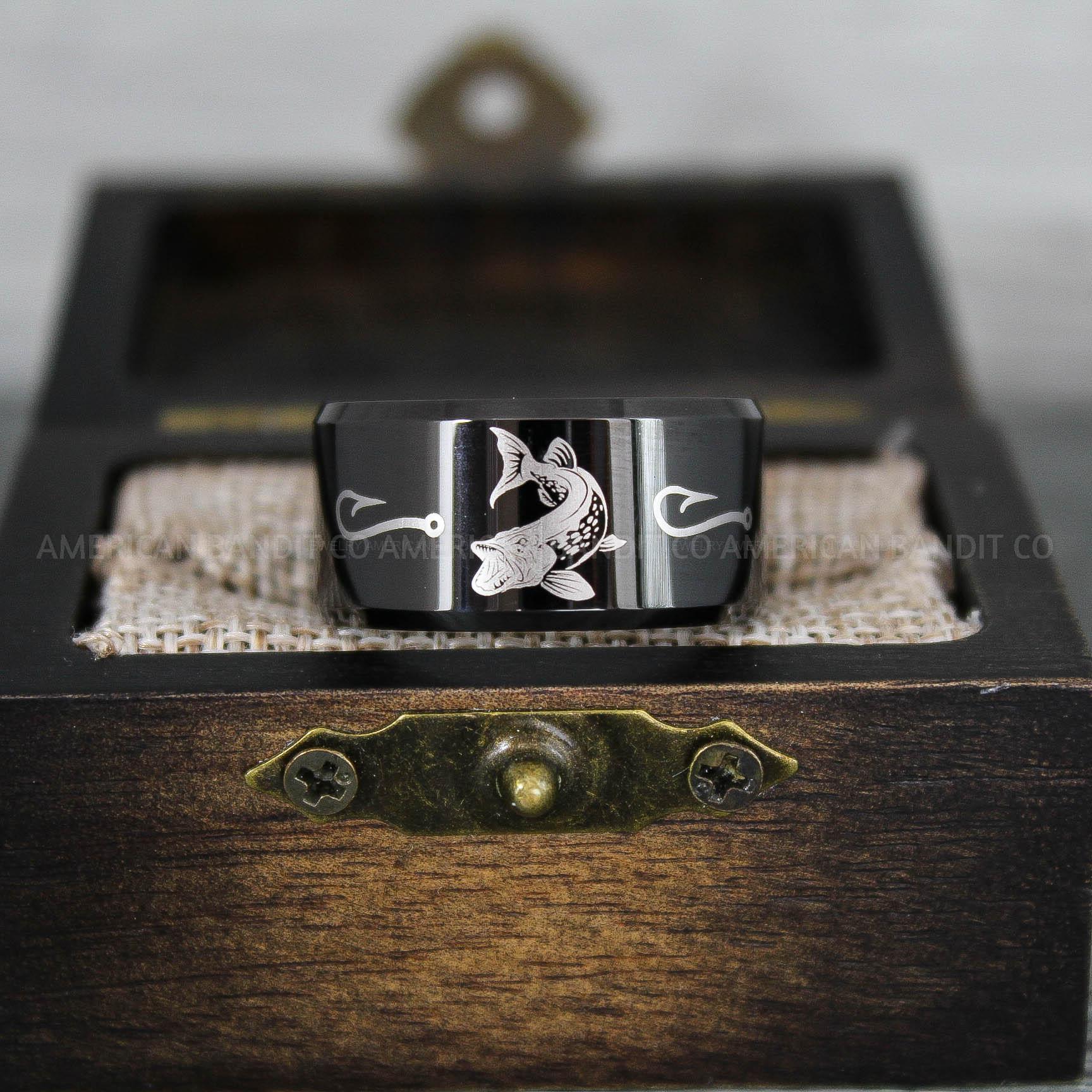 IMG_9256 Pike Ring, Pike Jewelry, Fishing Ring, Fisherman Ring, Fishing Jewelry, Fishing Wedding Band, Fish Hooks Ring, Fishing Wedding Ring - Image 1