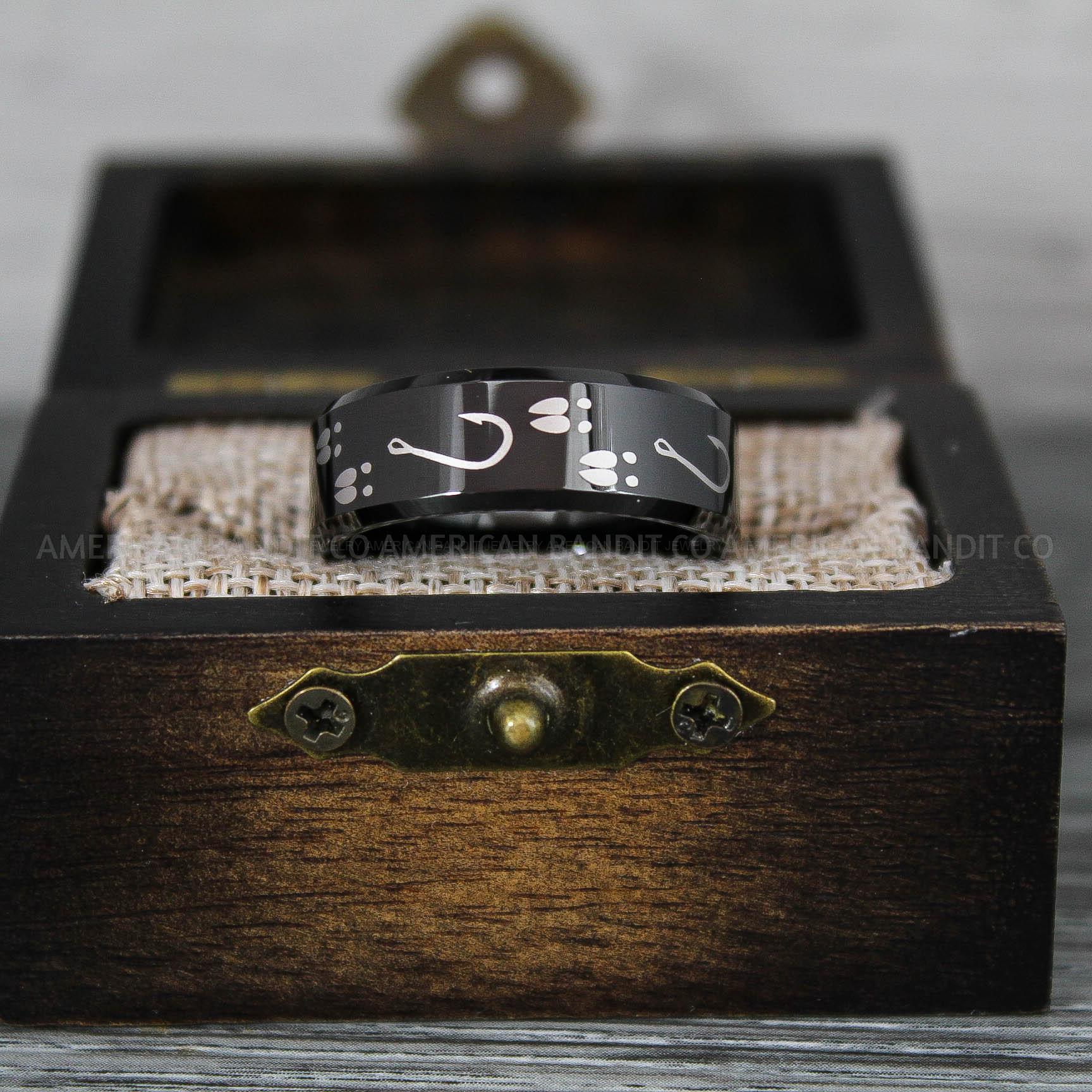 IMG_9258 Fishing Ring, Fisherman Ring, Fishing Jewelry, Fishing Wedding Band, Hunting Ring, Fish Hooks Ring, Fishing Wedding Ring - Image 1