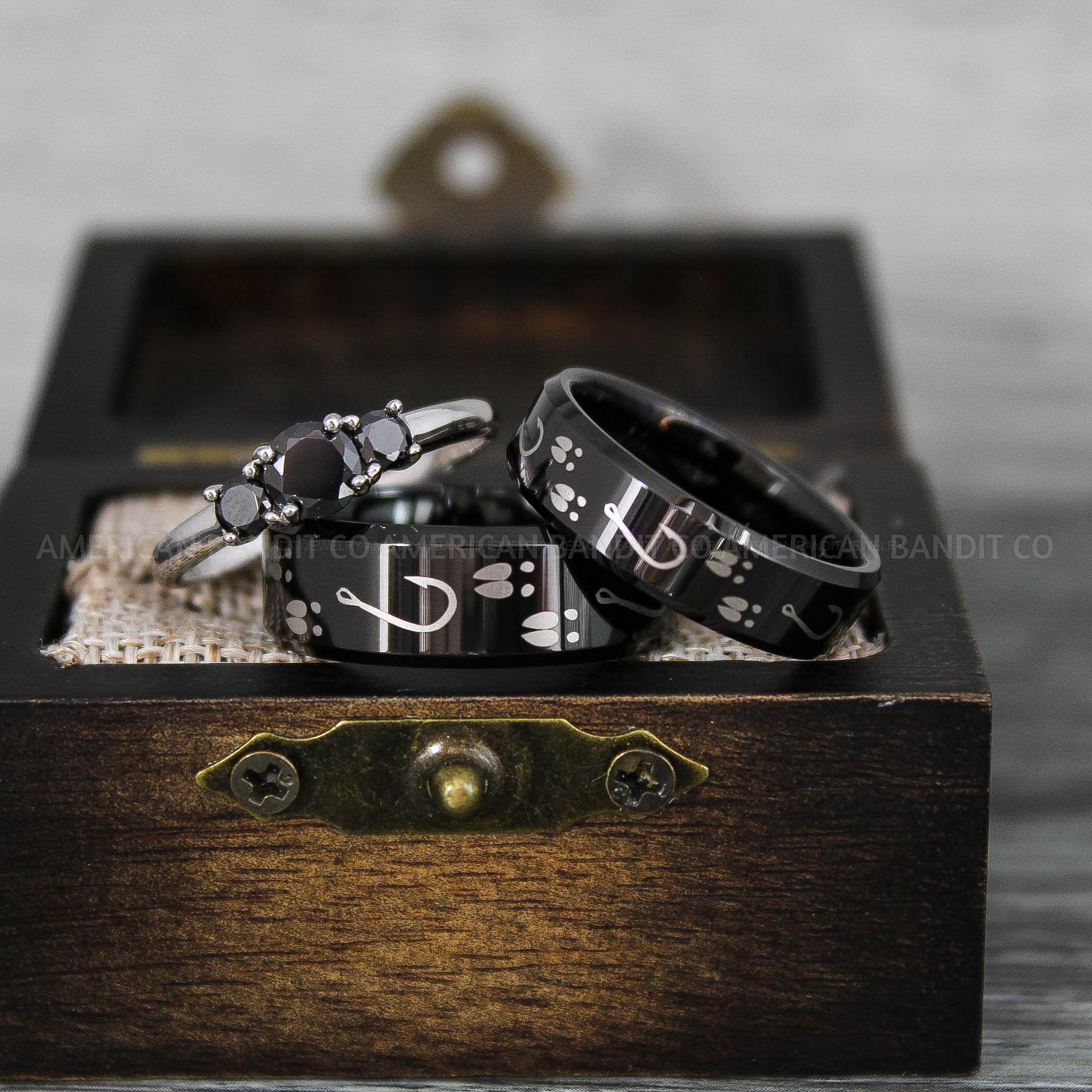 IMG_9261 Fishing Ring, Fisherman Ring, Fishing Jewelry, Fishing Wedding Band, Hunting Ring, Fish Hooks Ring, Fishing Wedding Ring - Image 1