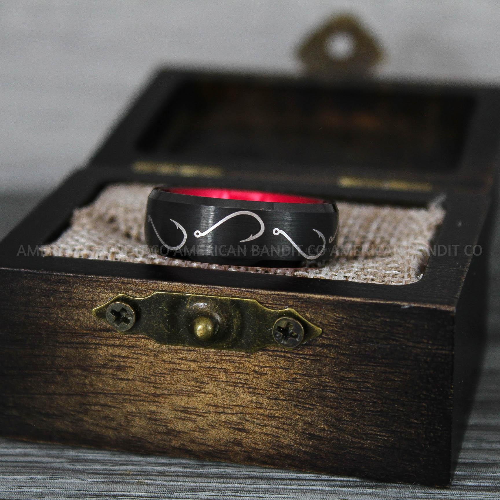 IMG_9268 Fishing Ring, Fisherman Ring, Fishing Jewelry, Fishing Wedding Band, Hunting Ring, Fish Hooks Ring, Fishing Wedding Ring - Image 1