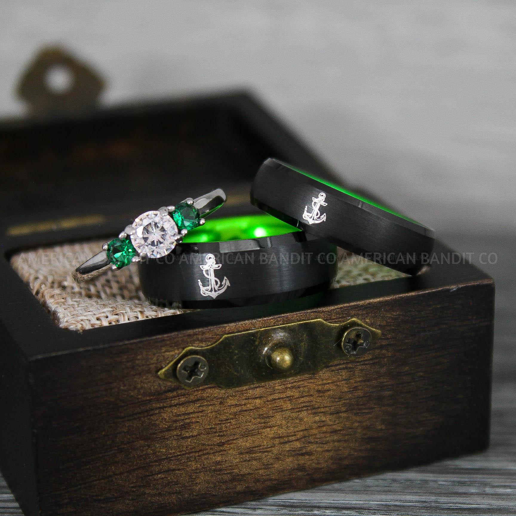 IMG_9274 Nautical Ring, Anchor Ring, Black Anchor Rings, Black Wedding Rings, Black Nautical Rings, Black Wedding Bands, Black Anchor Tungsten Rings - Image 1