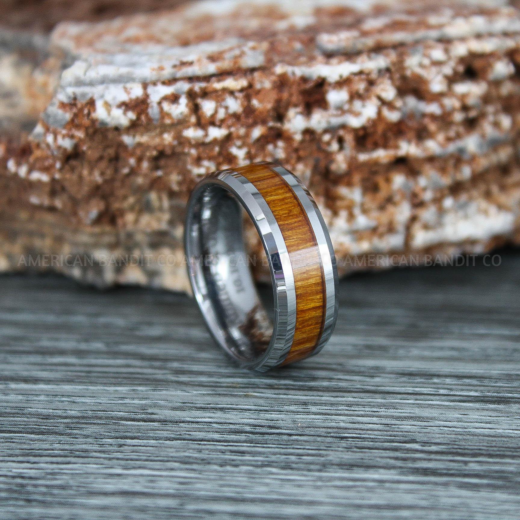 IMG_9275-2 Wood Ring, Wood Wedding Band, Wood Wedding Ring, Silver Wedding Ring, Silver Wedding Band - Image 1