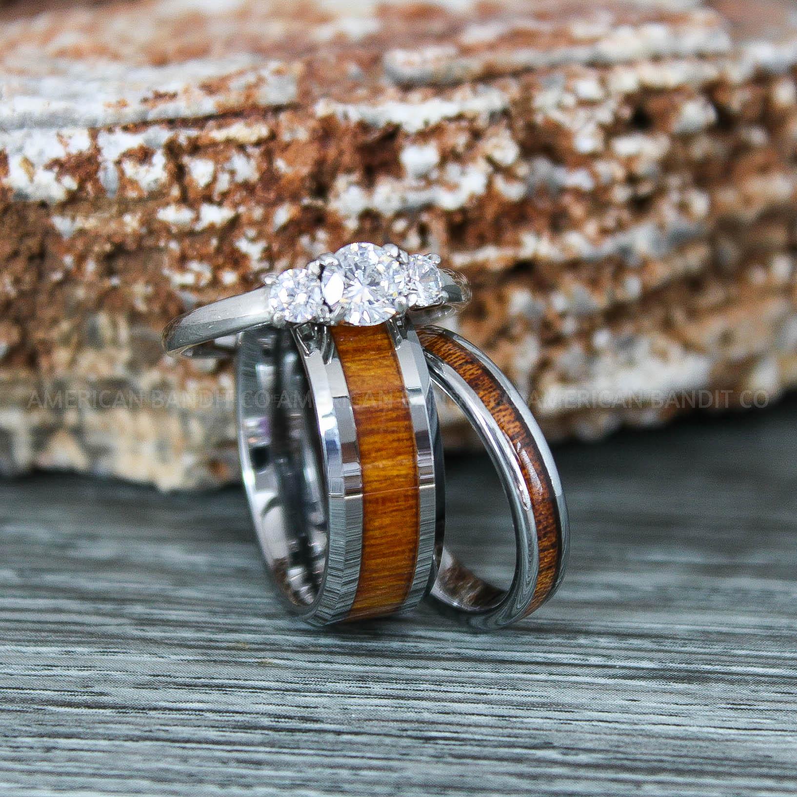 IMG_9284-2 Wood Rings, Wood Wedding Bands, Wood Wedding Rings, Silver Wedding Rings, Silver Wedding Bands - Image 1