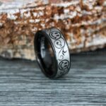 Smiley Face Ring, Black Wedding Ring, Black Wedding Band, Smiley Face Jewelry