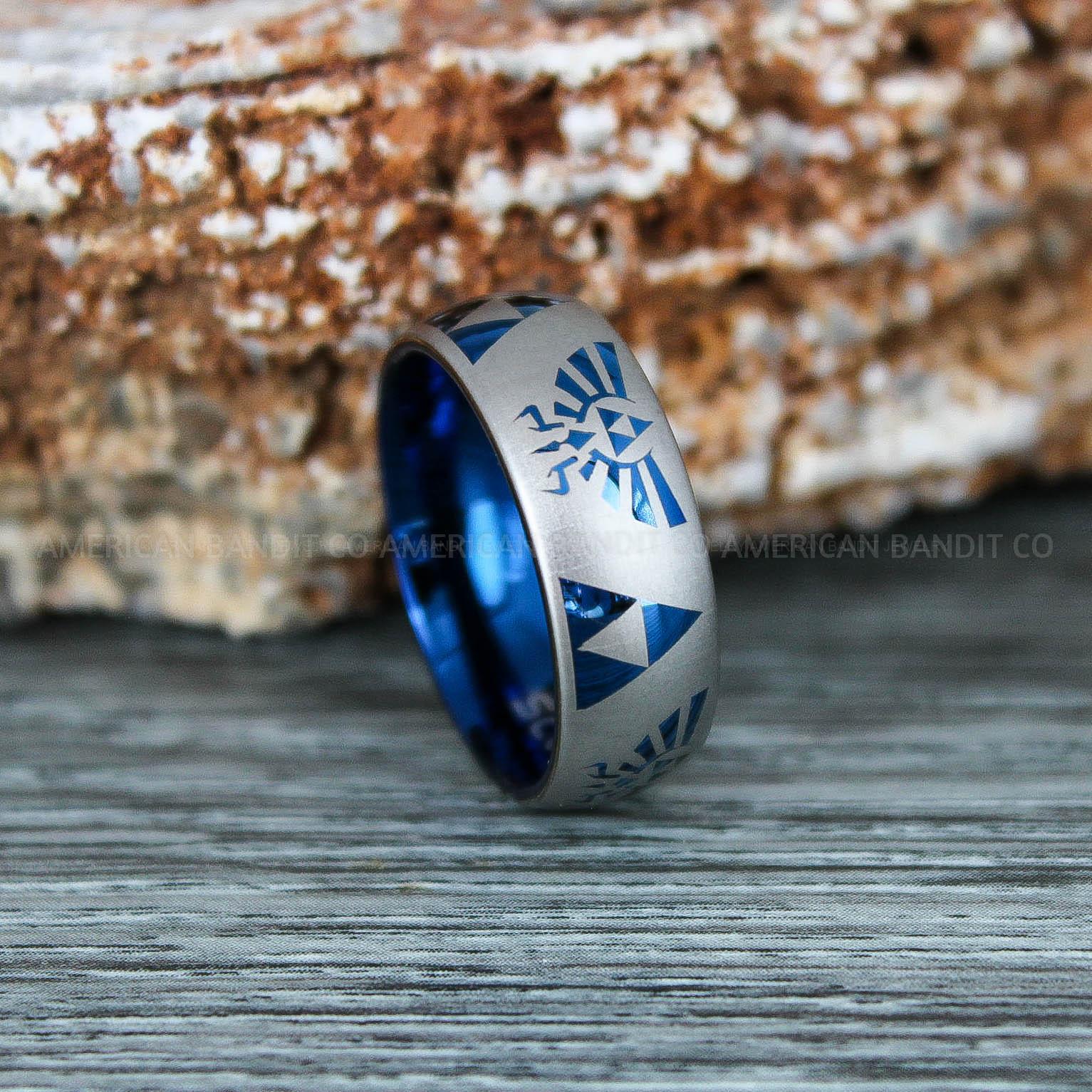 IMG_9299 Zelda Rings, Zelda Wedding Rings, Gamer Rings, Gamer Jewelry, Zelda Wedding Bands, Gamer Wedding Rings, Blue Wedding Ring - Image 1