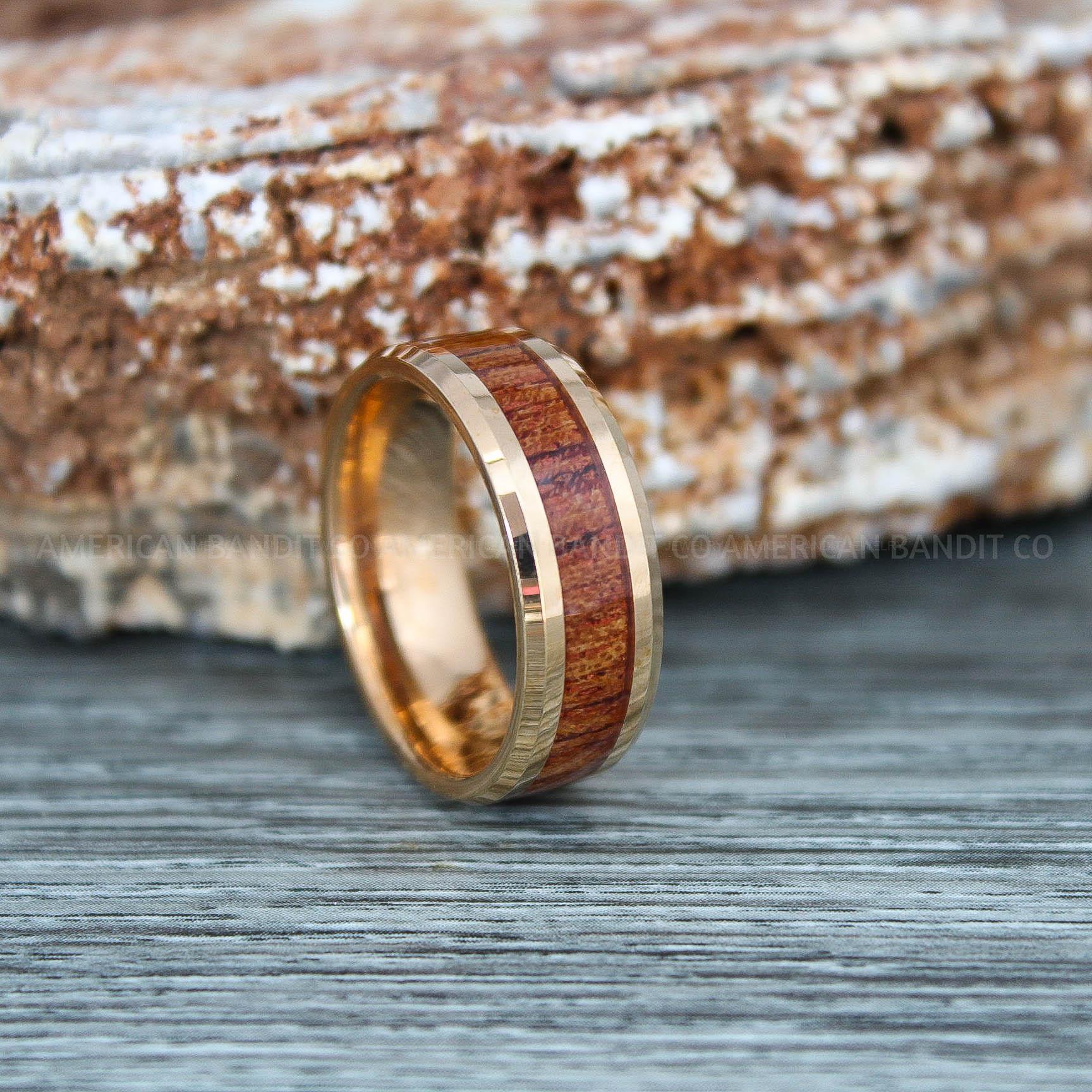 IMG_9323 Wood Ring, Wood Wedding Band, Wood Wedding Ring, Rose Gold Wedding Ring, Rose Gold Wedding Band - Image 1