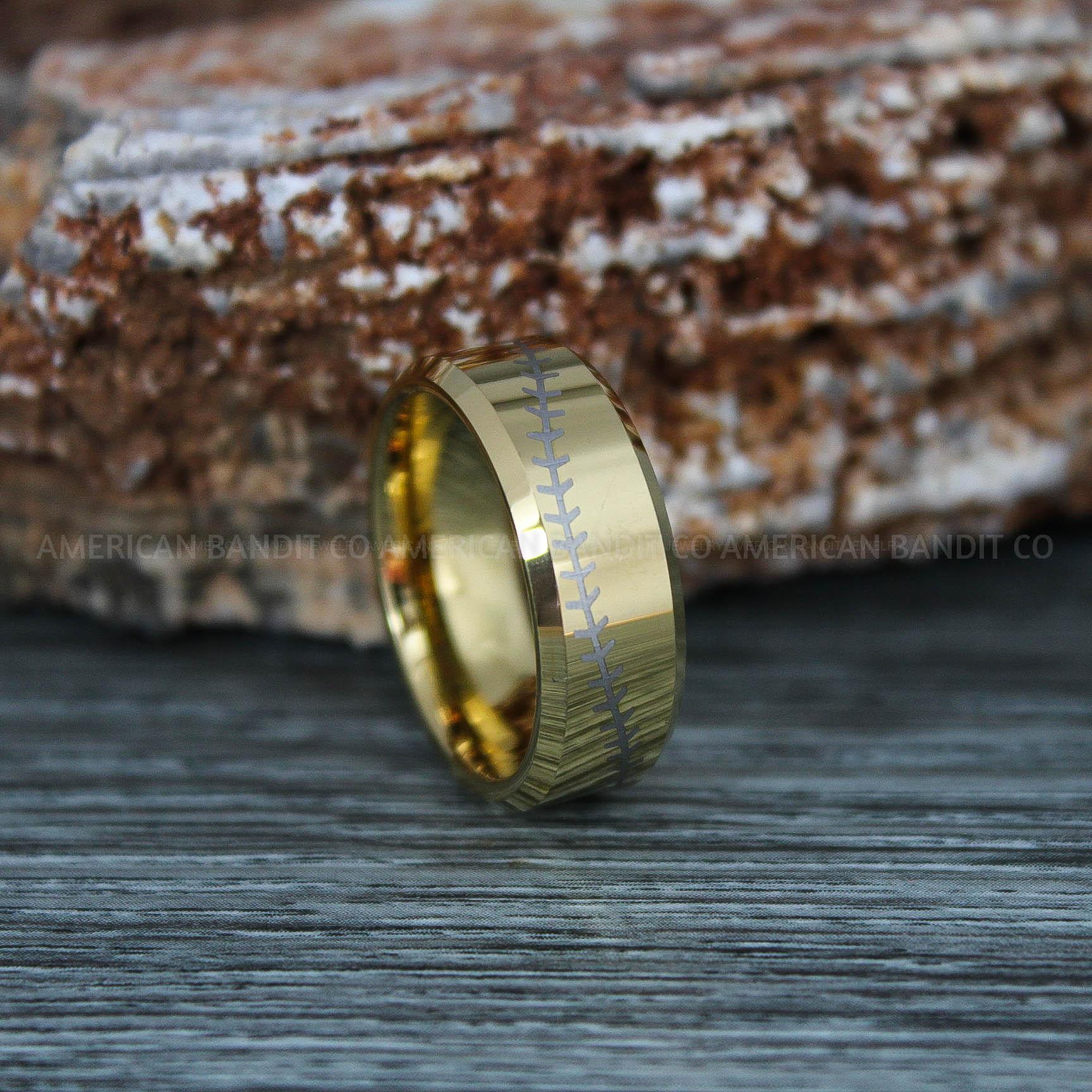 IMG_9329 Baseball Rings, Baseball Wedding Rings, Baseball Wedding Bands, Yellow Gold Baseball Rings, Gold Wedding Bands, Gold Baseball Wedding Bands, Baseball Jewelry - Image 1