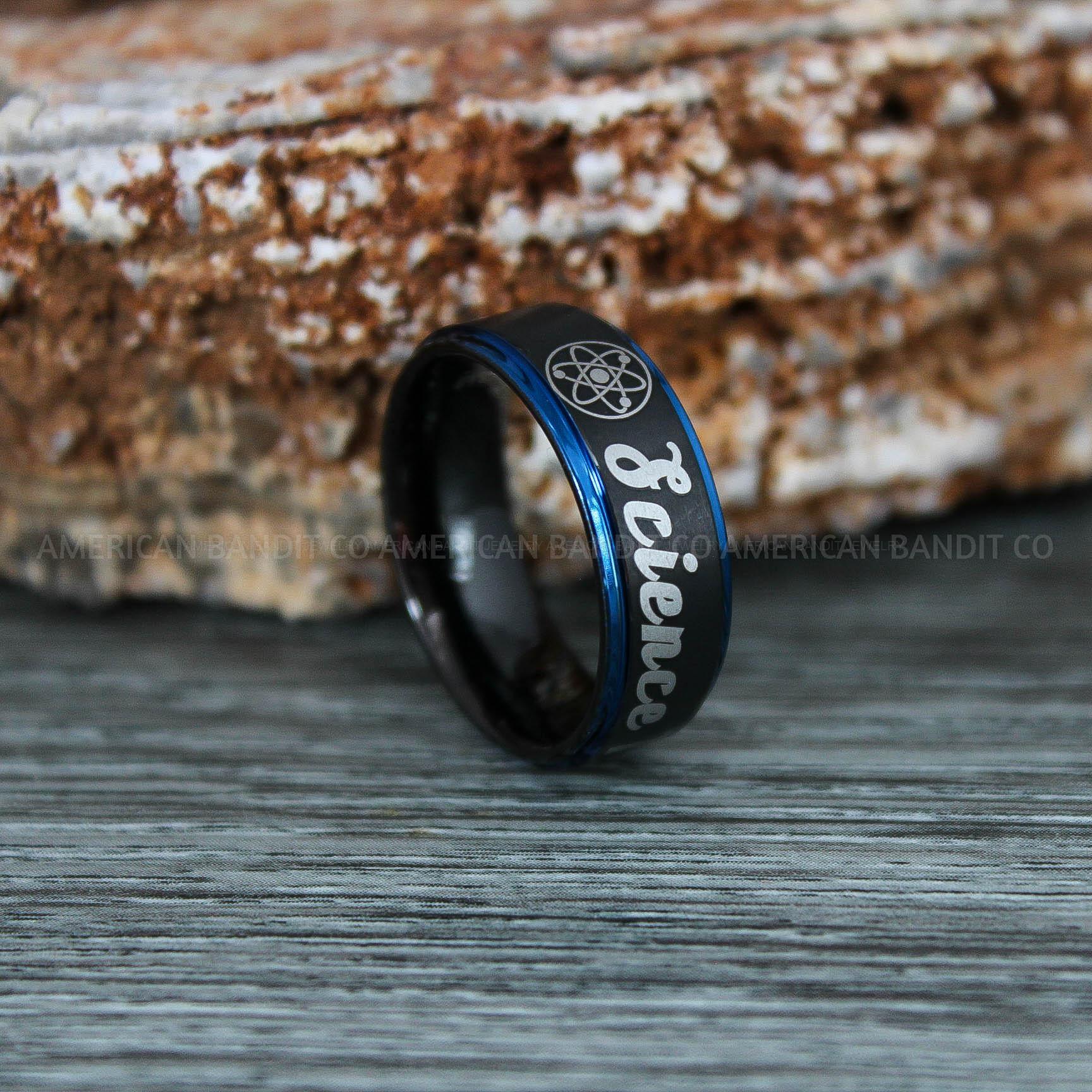 IMG_9335 Science Teacher Ring, Teacher Jewelry, Black Wedding Ring, Black Wedding Band, His Wedding Ring, Science Teacher Wedding Band - Image 1