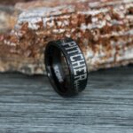 Baseball Ring, Pitcher Ring, Baseball Wedding Ring, Baseball Wedding Bands, Black Baseball Ring, Black Wedding Bands, Black Baseball Wedding Bands, Baseball Jewelry