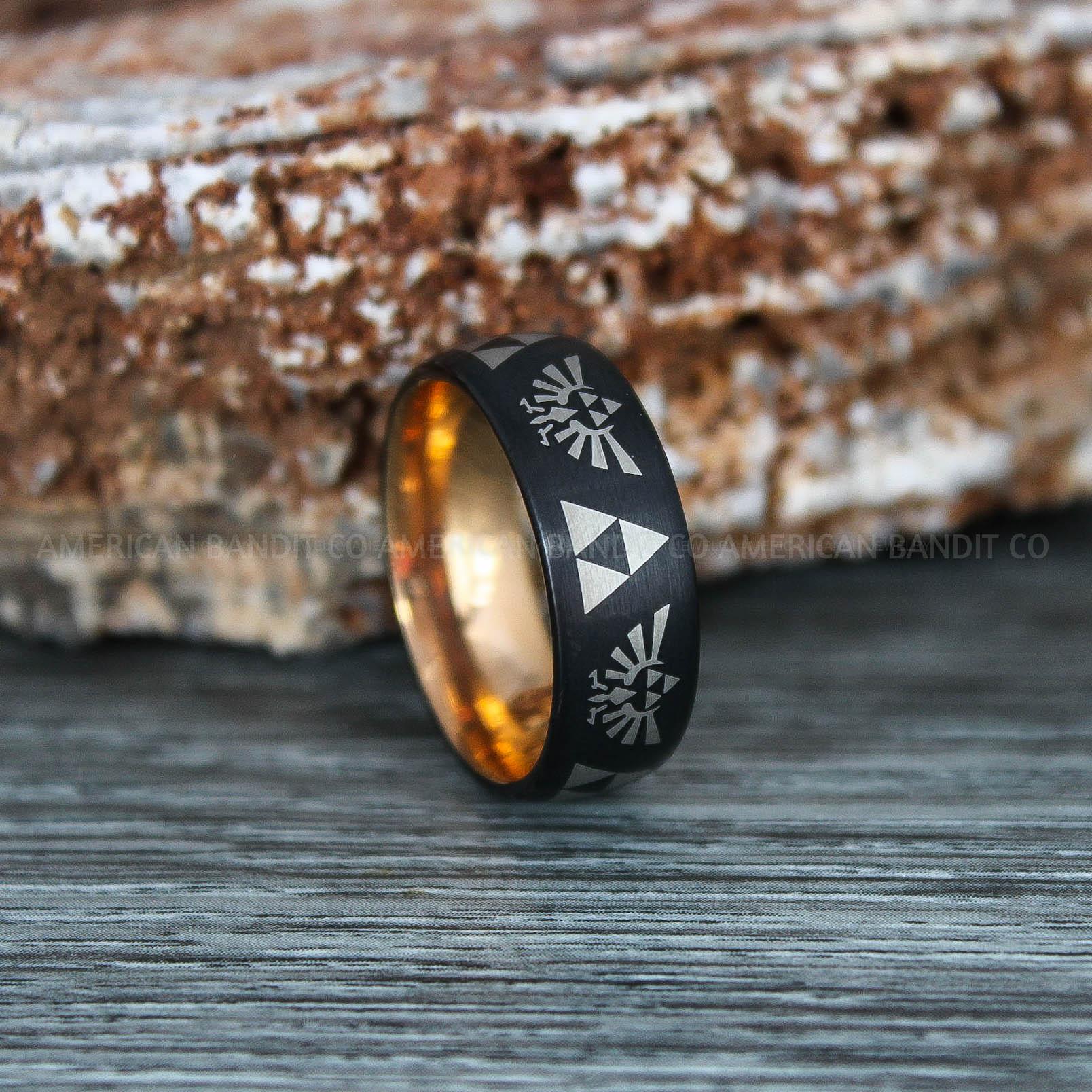 IMG_9344 Zelda Rings, Zelda Wedding Rings, Gamer Rings, Gamer Jewelry, Zelda Wedding Bands, Gamer Wedding Rings, Black Wedding Ring - Image 1