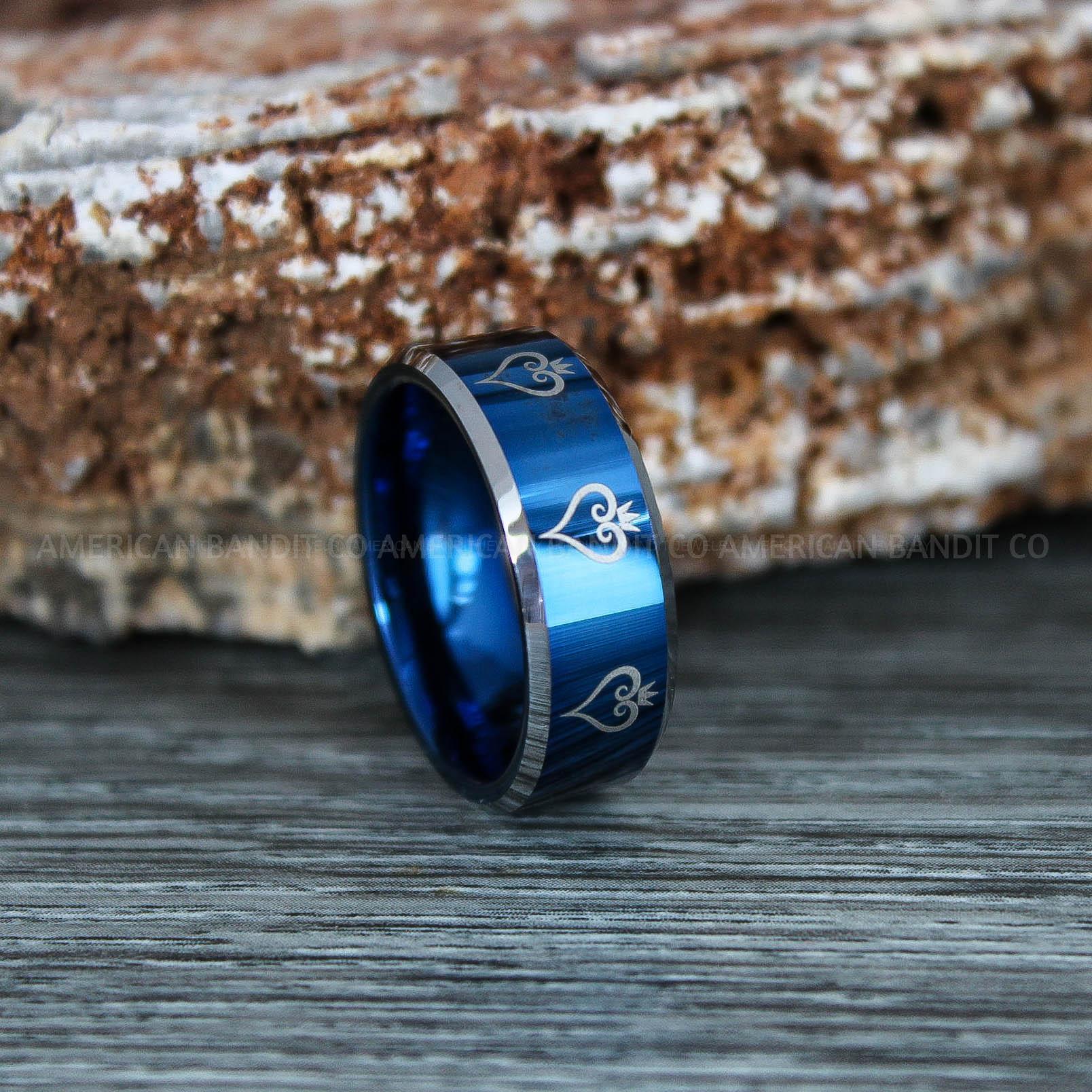 IMG_9347 Kingdom Hearts Ring, Kingdom Hearts Wedding Ring, Gamer Ring, Gamer Jewelry, Kingdom Hearts Wedding Bands, Gamer Wedding Rings, Blue Wedding Ring - Image 1