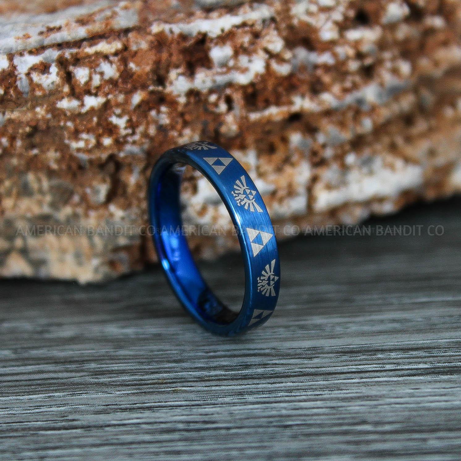 IMG_9373 Zelda Rings, Zelda Wedding Rings, Gamer Rings, Gamer Jewelry, Zelda Wedding Bands, Gamer Wedding Rings, Blue Wedding Ring - Image 1