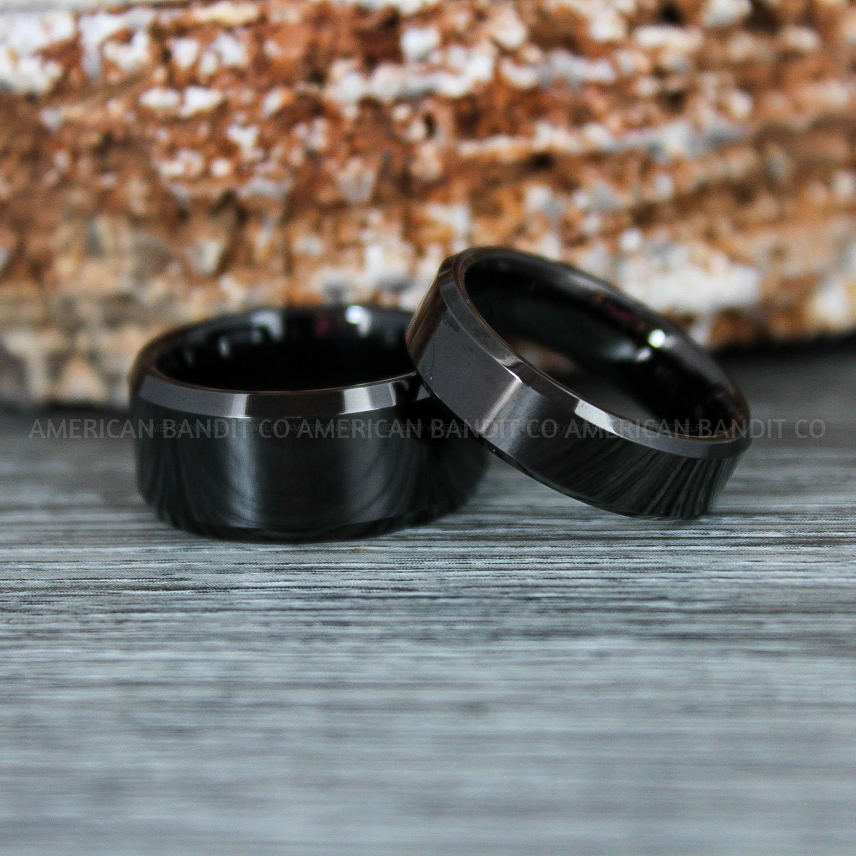 IMG_9379 Black Wedding Bands, Black Wedding Rings, Couple Rings, Couple Wedding Bands, Matching Rings - Image 1