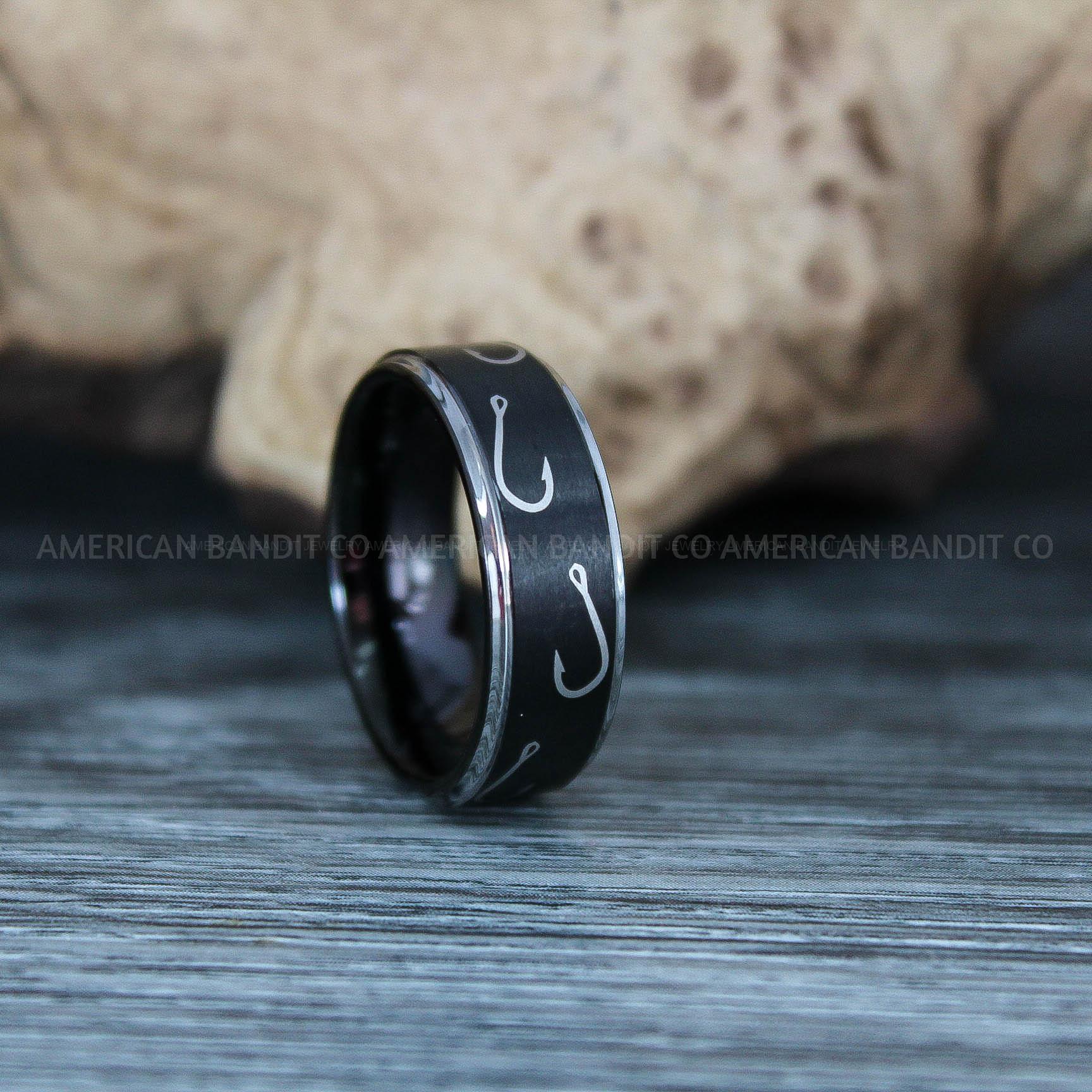 IMG_9397 Fishing Ring, Fisherman Ring, Fishing Jewelry, Fishing Wedding Band, Hunting Ring, Fish Hooks Ring, Fishing Wedding Ring - Image 1