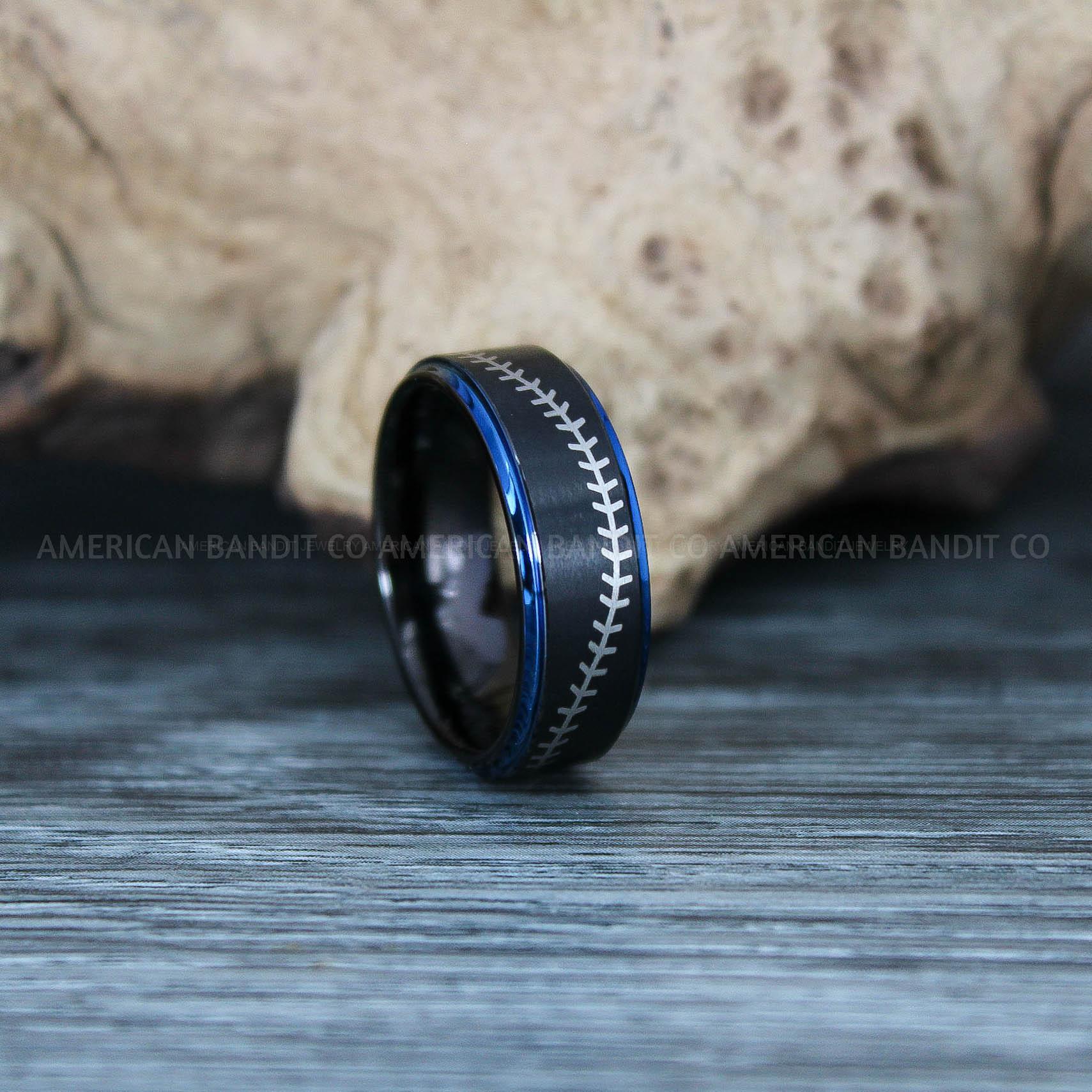IMG_9408 Baseball Rings, Baseball Wedding Rings, Baseball Wedding Bands, Black Baseball Rings, Black Wedding Bands, Black Baseball Wedding Bands, Baseball Jewelry - Image 1
