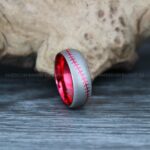 Baseball Ring, Baseball Wedding Ring, Baseball Wedding Bands, Red Baseball Ring, Red Wedding Bands, Red Baseball Wedding Bands, Baseball Jewelry