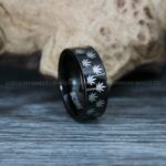 Cannabis Ring, Cannabis Wedding Ring, Marijuana Ring, Marijuana Wedding Band, Black Wedding Ring