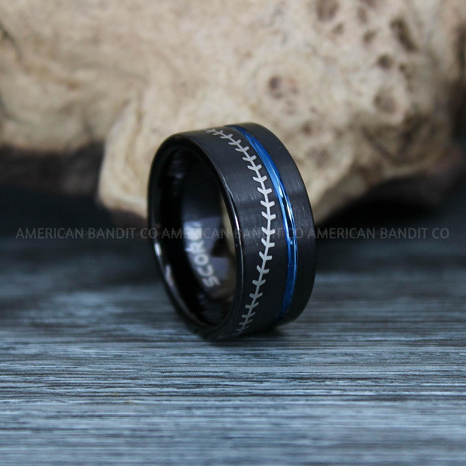 IMG_9426 Baseball Rings, Baseball Wedding Rings, Baseball Wedding Bands, Black Baseball Rings, Black Wedding Bands, Black Baseball Wedding Bands, Baseball Jewelry - Image 1