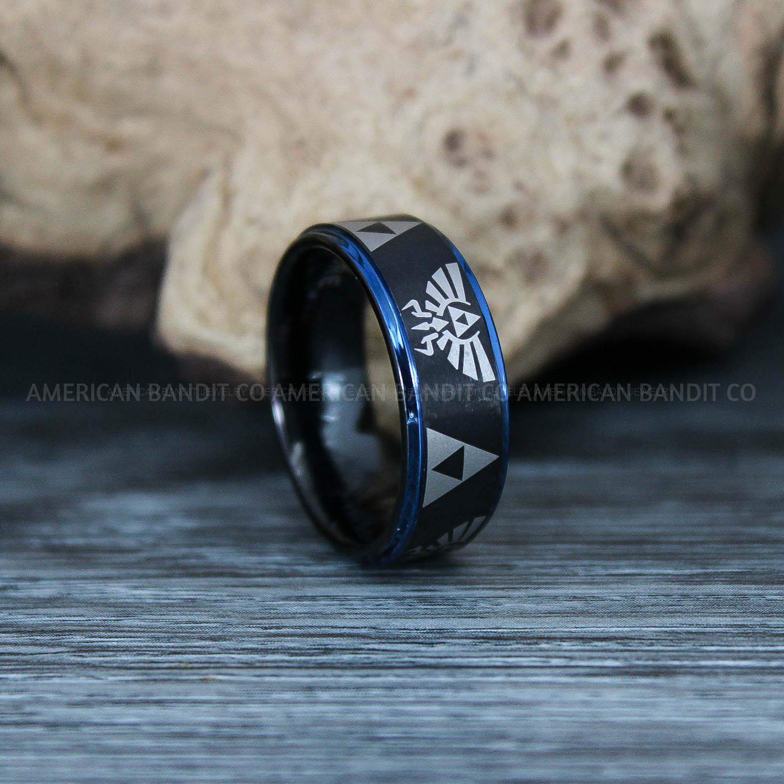 IMG_9427 Zelda Rings, Zelda Wedding Rings, Gamer Rings, Gamer Jewelry, Zelda Wedding Bands, Gamer Wedding Rings, Black Wedding Ring - Image 1