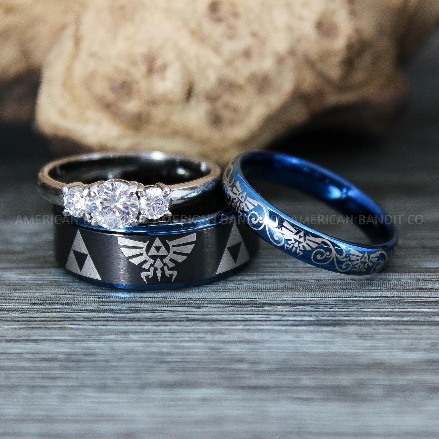 IMG_9432 Zelda Rings, Zelda Wedding Rings, Gamer Rings, Gamer Jewelry, Zelda Wedding Bands, Gamer Wedding Rings, Black Wedding Rings - Image 1