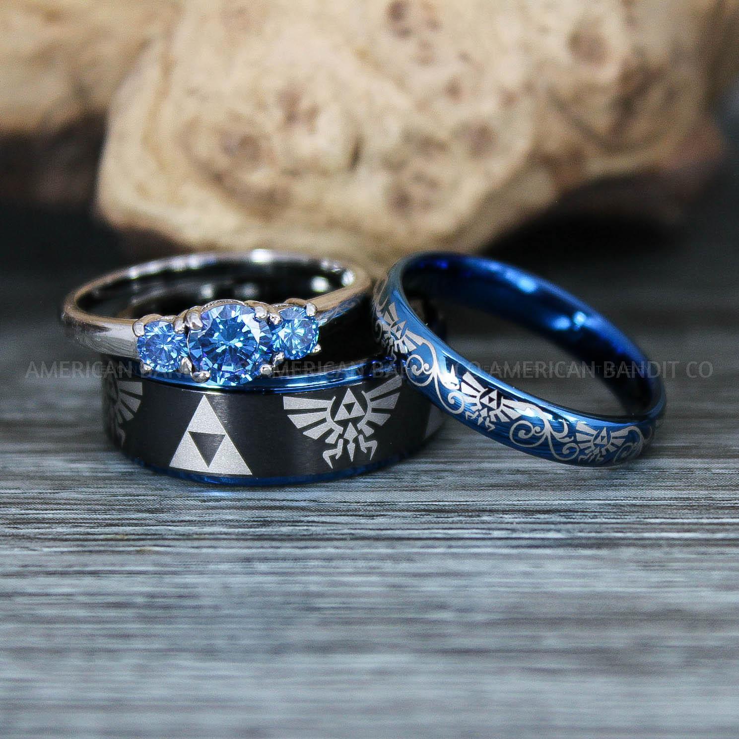 IMG_9433 Zelda Rings, Zelda Wedding Rings, Gamer Rings, Gamer Jewelry, Zelda Wedding Bands, Gamer Wedding Rings, Black Wedding Rings - Image 1