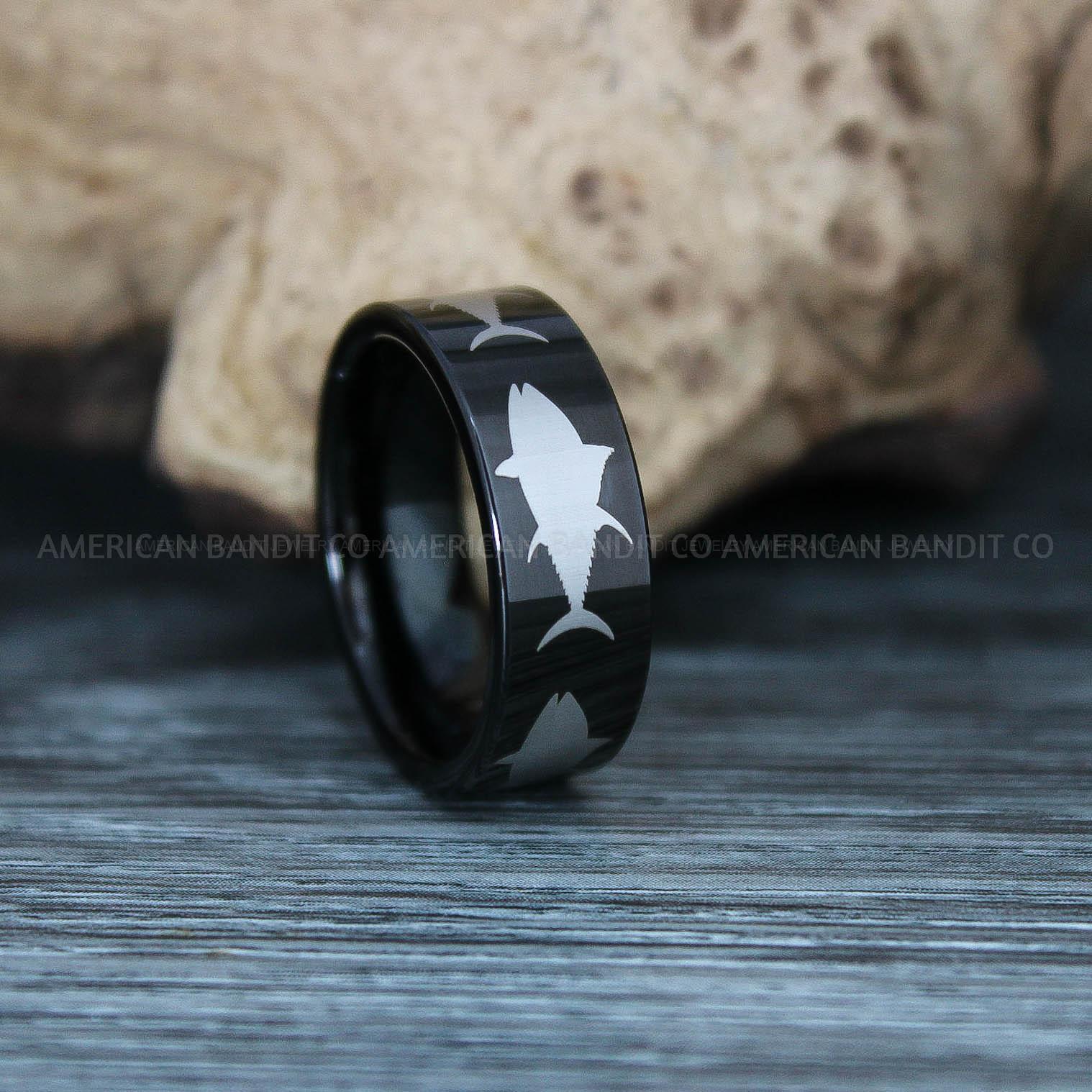 IMG_9439 Tuna Ring, Tuna Fish Ring, Tuna Jewelry, Fishing Ring, Hunting Ring, Fish Hooks Ring, Fishing Wedding Band - Image 1