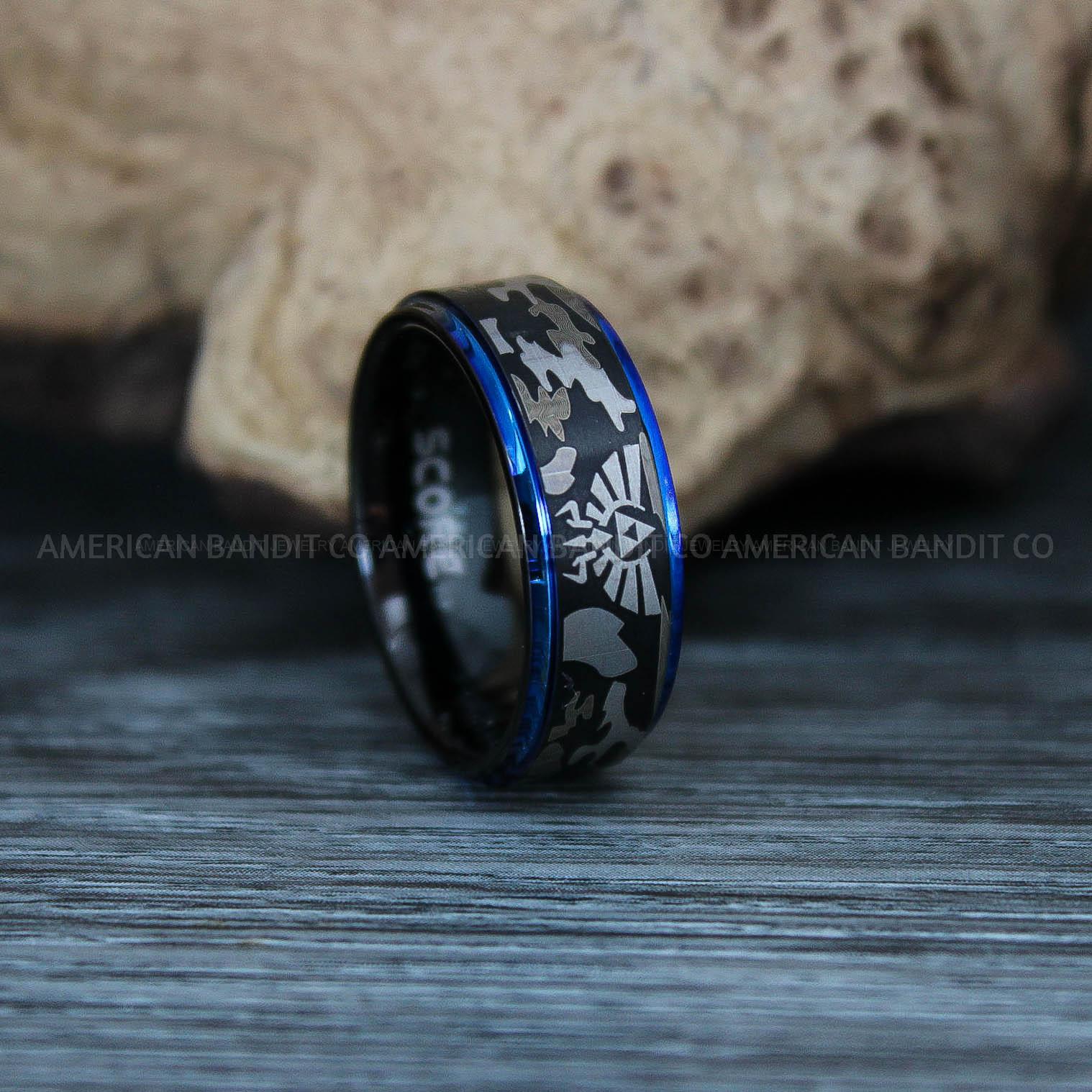 IMG_9442 Zelda Rings, Zelda Wedding Rings, Gamer Rings, Gamer Jewelry, Zelda Wedding Bands, Gamer Wedding Rings, Black Wedding Ring - Image 1