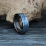 Damascus Steel Rings, Damascus Steel Wedding Rings, Damascus Steel Wedding Bands, Blue Wedding Ring, Blue Damascus Steel Wedding Ring